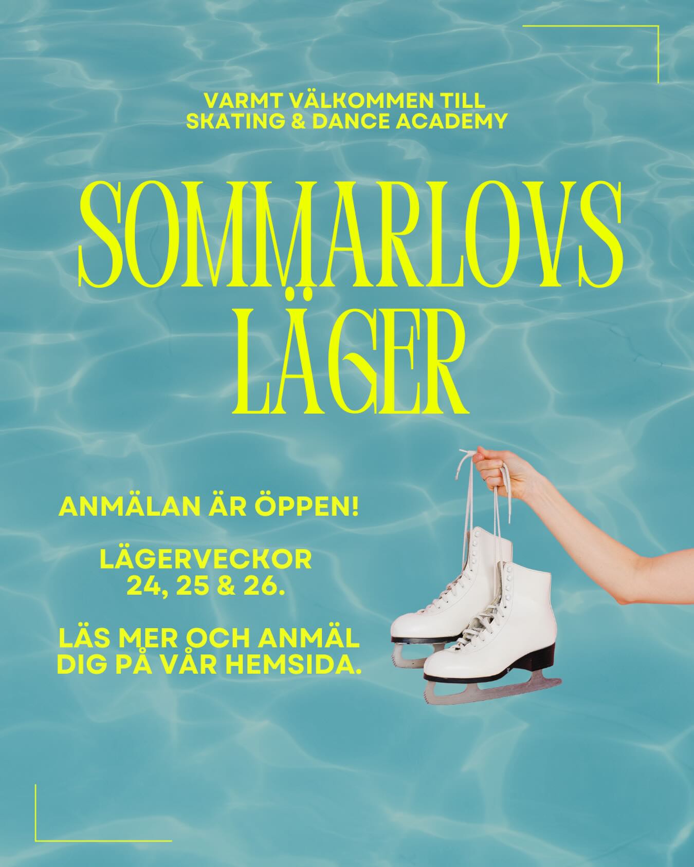 Nu är anmälan öppen till vårt sommarlovsläger för klubbens medlemmar och externa åkare ⛸️☀️
Varmt välkomna att anmäla er! 🙂
Besök vår hemsida för mer information om perioder, grupper, priser och anmälan. Länk i bio.
Sista anmälningsdag är den 10 maj 🗓️