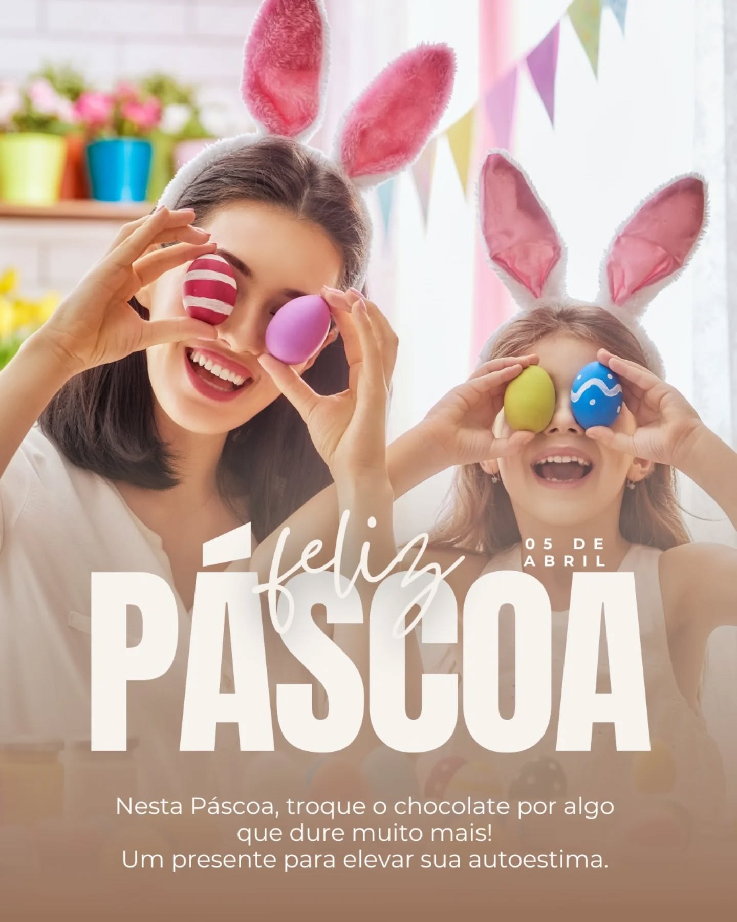 🐰💖 Feliz Páscoa!
Mais do que chocolate, essa é uma época de carinho, conexão e amor — consigo mesma e com quem você ama ✨
Que tal aproveitar esse momento para se presentear com algo que vai muito além do agora?
Um cuidado que eleva sua autoestima e realça a sua beleza de forma natural 💆♀️
Porque quando você se sente bem, isso transparece em cada sorriso 🤍
#felizpascoa #autocuidado❤️ #autoestima #belezanatural #esteticaavançada