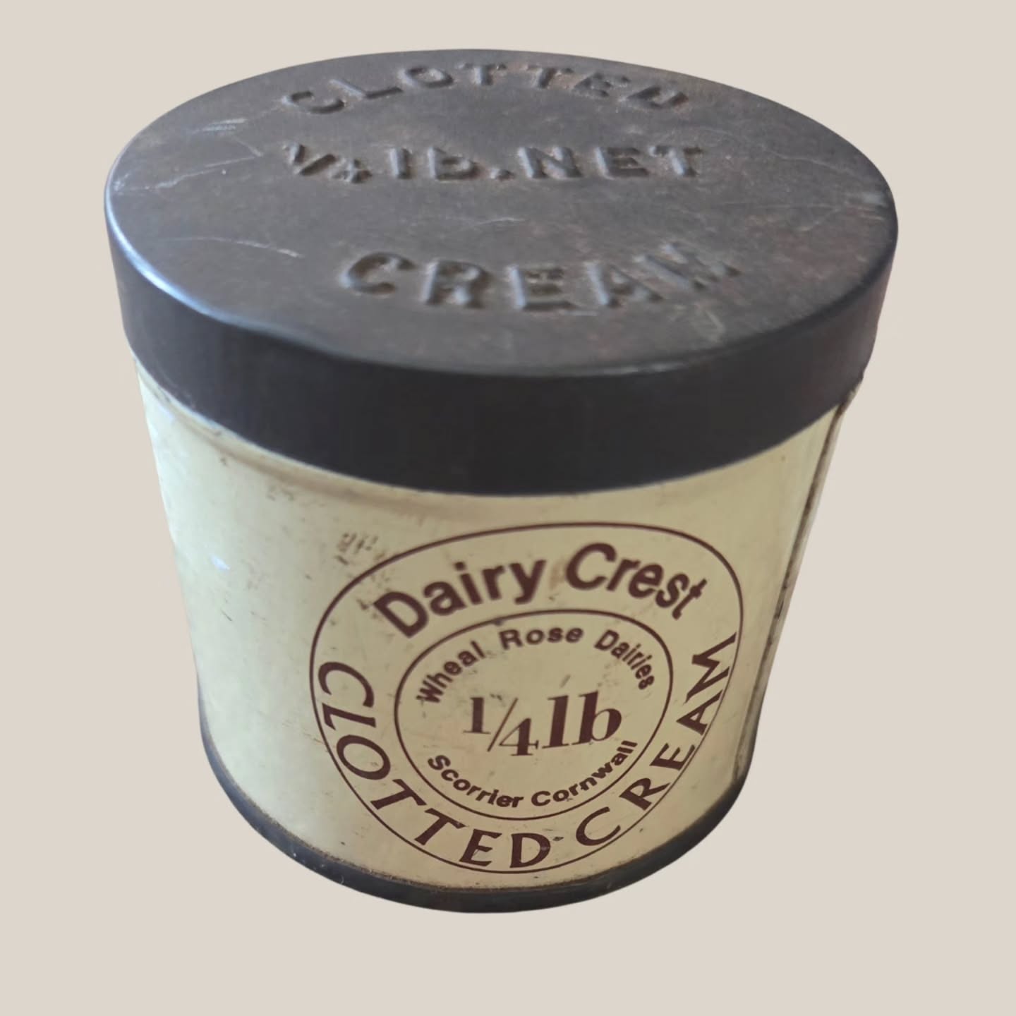 Vintage Dairy Crest Wheal Rose Clotted Cream Tin – ¼ lb Cornish Cream Pot – Scorrier Cornwall #stufftoyouandme #cornwall