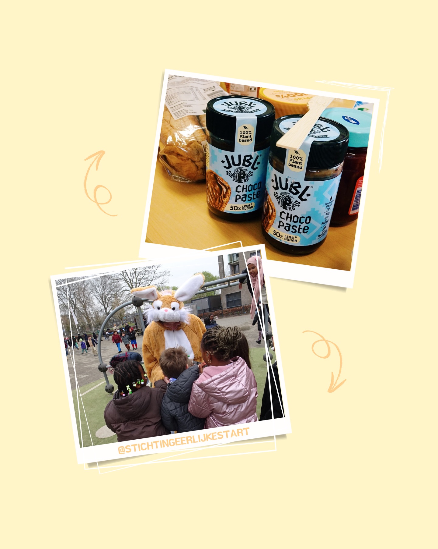 Wat een mooie ochtend! 🐣💛
Afgelopen donderdag organiseerde @stichting.eerlijke.start een feestelijk paasontbijt voor 360 kindjes op een basisschool in Amsterdam-Zuidoost! Wij mochten een steentje bijdragen aan dit initiatief met onze JUBL Chocopasta, en daar zijn wij enorm trots op!
Een gevarieerd, voedzaam ontbijtje en onze chocopasta met 40% kikkererwten? Een absolute hit! Iedereen vond het heerlijk. En... misschien nog wel het allerbelangrijkste: de glimlach op ieders gezicht. Daar doen we het voor!✨
#eerlijkestart #Jubl #pasen #samensterk