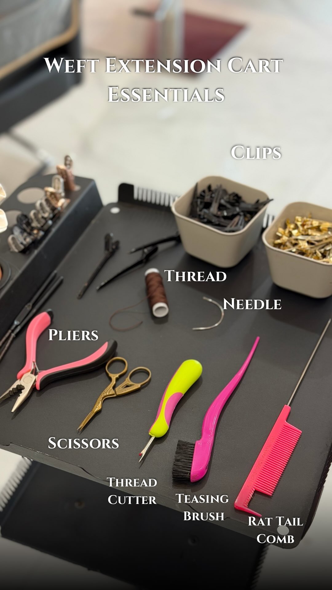 ✨ WEFT CART ESSENTIALS ✨
No gatekeeping over here 😉
Just the basics you NEED on deck for a smooth weft install 💼💁♀️
This reel is your quick checklist, every item on the cart, named and ready so you know exactly what to have before you start 🔥
Because being prepared = working faster, cleaner, and more PROFESSIONAL 💎
Save this so you never miss a step on your setup again ✔️
#PerfectBlendEDU #WeftExtensions #StylistChecklist #hairextensiontool #hairextensionspecialist