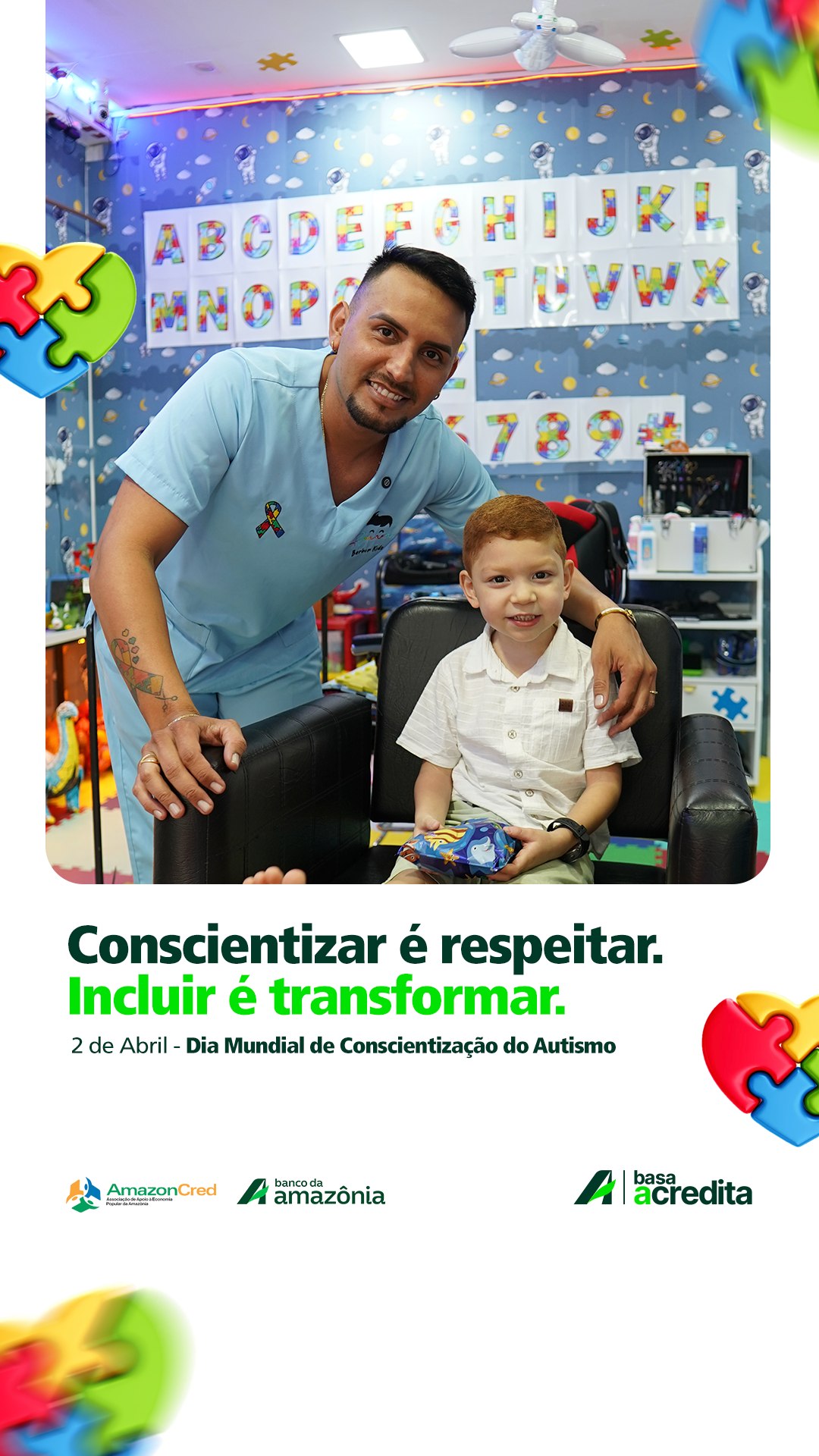 Hoje é o Dia Mundial de Conscientização do Autismo. 💙
Uma data importante para reforçar a necessidade de mais informação, respeito e inclusão na sociedade.
Como destaca Rennan, a conscientização sobre o autismo precisa ir além de casa e chegar também às empresas e aos diferentes espaços da sociedade, com mais empatia e compreensão das necessidades de cada pessoa.
Que possamos construir, todos os dias, um mundo mais acessível, empático e inclusivo.
#DiaMundialDoAutismo #ConscientizaçãoDoAutismo #Autismo #Inclusão #Respeito #Neurodiversidade #Acessibilidade #Empatia #InformaçãoTransforma