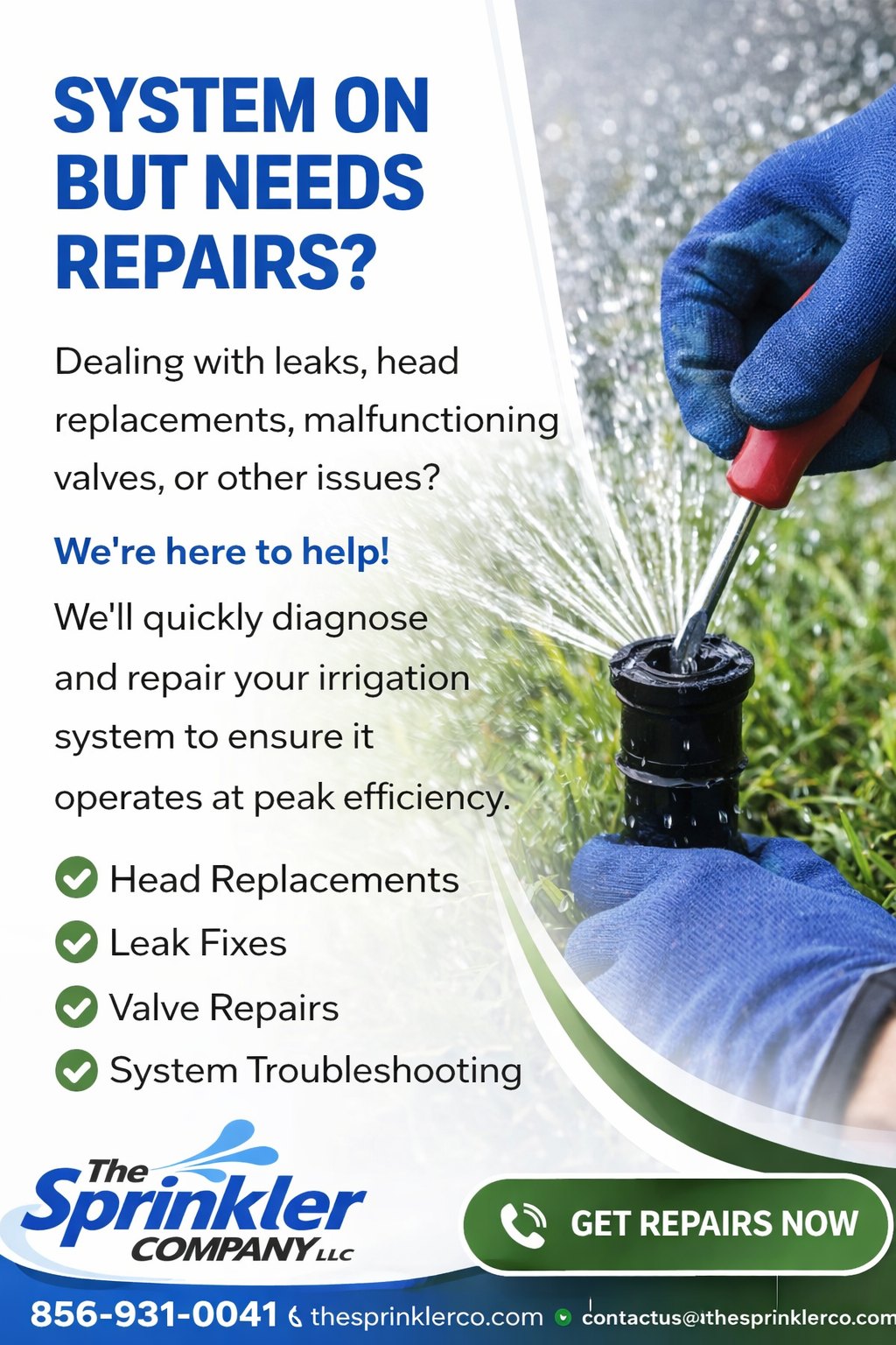💧 System Running… But Not Running Right?
Leaks, broken heads, or valves acting up?
Don’t wait—small issues can turn into costly repairs.
We’ll quickly diagnose and fix your irrigation system so it runs at peak efficiency.
✔️ Head Replacements
✔️ Leak Repairs
✔️ Valve Fixes
✔️ Full System Troubleshooting
🌱 Keep your lawn healthy and your system working like it should.
📞 856-931-0041
🌐 thesprinklerco.com
#IrrigationRepair #SprinklerSystem #SprinklerRepair #TheSprinklerCompany
