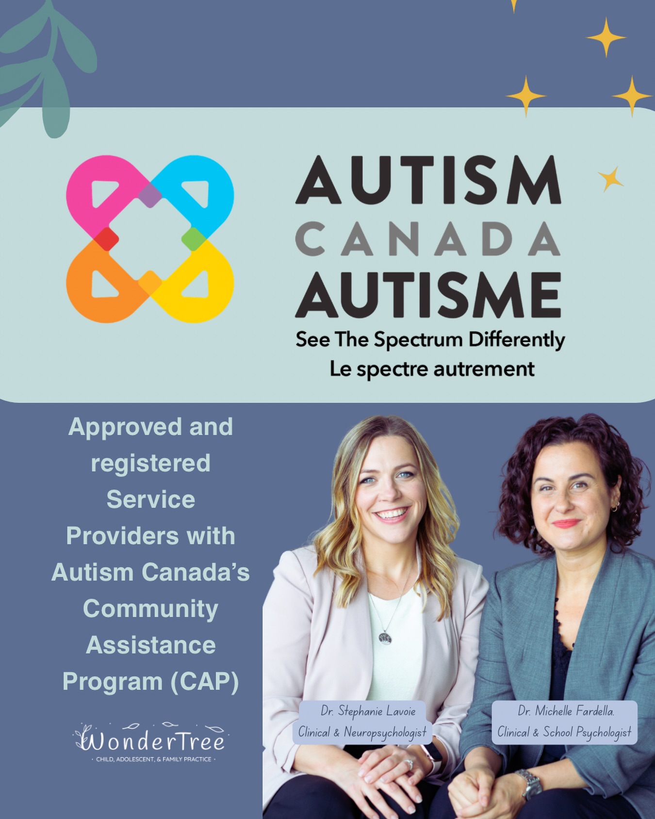 We’re proud to share that WonderTree is an approved provider with Autism Canada’s Community Assistance Program (CAP). 💛
This means families may be able to access funding support for services with our team, helping reduce barriers to care and making support more accessible.
At WonderTree, we are committed to providing compassionate, evidence-based care for children, adolescents, and families. Being part of CAP allows us to continue supporting more families in meaningful, impactful ways.
Hit ‘Follow’ if you like our content ❤️
✨ Want to learn more about WonderTree? 📧 Email info@wondertreepractice.ca or ☎️ call 905-425-9525 to book. 💻 website link in bio.
DISCLAIMER: Information shared by WonderTree on social media is not intended to replace or be constituted as clinical or medical care. It’s intended for educational purposes only. Each child is unique, and the information provided may not be applicable to your specific situation. We are unable to provide specific applications to your child or relevant nuance to your family’s situation. If you need support, please establish care with a licensed provider so that they can provide tailored recommendations for you or your child. Please refer to the disclaimers for this account in the highlights section for further details.
