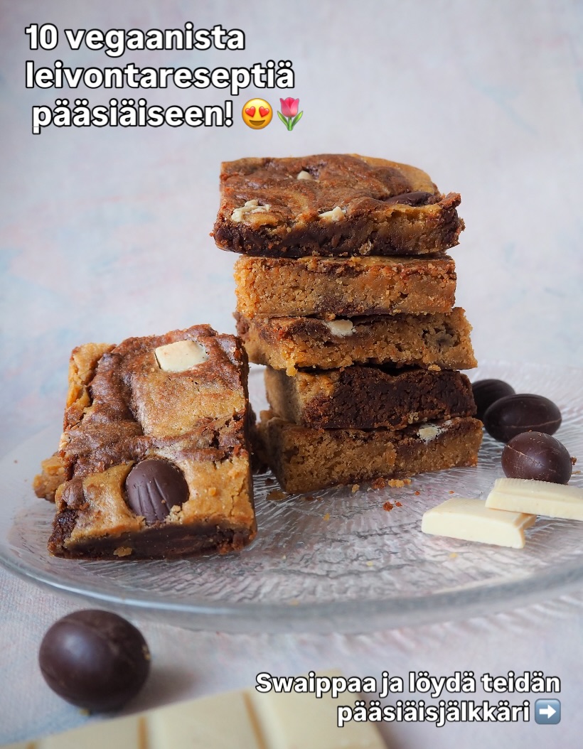 Mitä näistä sä leipoisit mieluiten pääsiäisenä? 😍🌷 Tässä monta hyvää esimerkkiä miten pääsiäisherkut voi hoitaa vegaanisesti ja mielettömän herkullisesti 😋
1. Persikka-rahkapullat
2. Persikka-rahkamurupiirakka
3. Persikka-rahkapiirakka
4. Kinderpiirakka
5. Kahden suklaan brownie
6. Kinderbrownie
7. Mämmimutakakku
8. Stracciatella-moussekakku
9. Sitruunarahkapullat
10. Sitruunamantelicookiet
Vinkkejä! ❣️
🍫 Bett’r -merkkiset suklaavohvelipatukat on vegaaninen vaihtoehto Kinder Bueno -patukoille. Superhyviä! 😍 Näitä on tänä keväänä löytynyt Prismoista.
🥛 Rahkan tilalta hyvä tuote vegaanisessa leivonnassa on Alpron Greek Style -tuotesarja, joista maustamaton & vaniljanmakuinen sopii resepteihin hyvin.
Kaikki reseptit:
urbaanivegenda.fi 🥰
❤️ Tervetuloa seuraamaan, jos haluat lisää inspistä vegaaniseen leivontaan ja arkeen! ☺️
#vegaaninenleivonta #pääsiäisreseptit
Pääsiäinen, vegaaninen, leivontareseptit