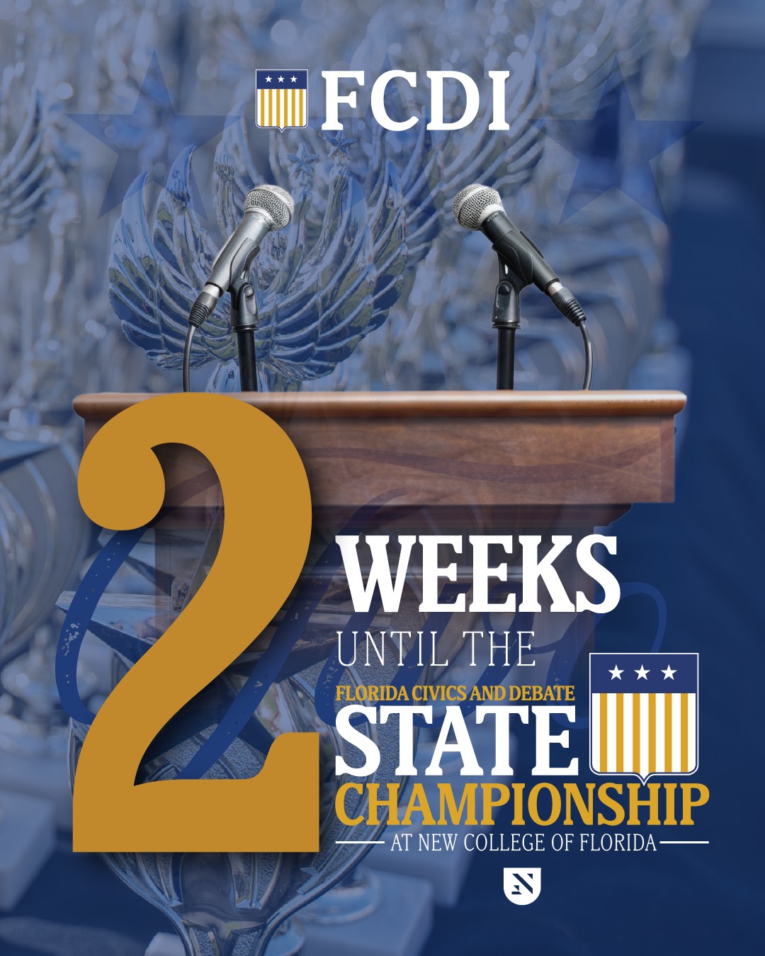 The countdown is on. We’re TWO weeks away from Florida's top speakers and debaters taking the floor at the 2026 FCDI State Championship. Will we see you at New College of Florida on April 18?
📆April 18-19, 2026
📍New College of Florida