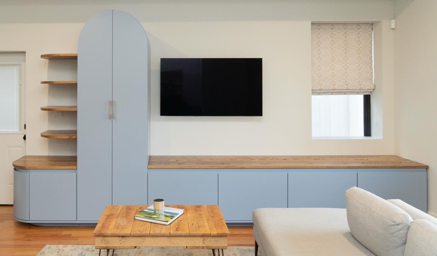 A little over a year ago, we were asked to build a set of arched stools made entirely from Hickory Heartwood. In the same way that that project changed the trajectory of our work, this one did too.
This was, by far, the largest project we’ve take on - over 15’ long and 8’ tall. It was multi-faceted - doors, drawers, adjustable shelves, floating shelves, and required a lot of planning.
Completing this project gave us so much confidence. It was and will continue to be a reminder of what we’re capable of as woodworkers and as creatives.
I would be remiss if I didn’t mention how grateful we are to have collaborated with so many wonderful people who trust us to bring their vision to life ✨
#followyourpath #pathdesign #customfurniture #woodworking #woodworker