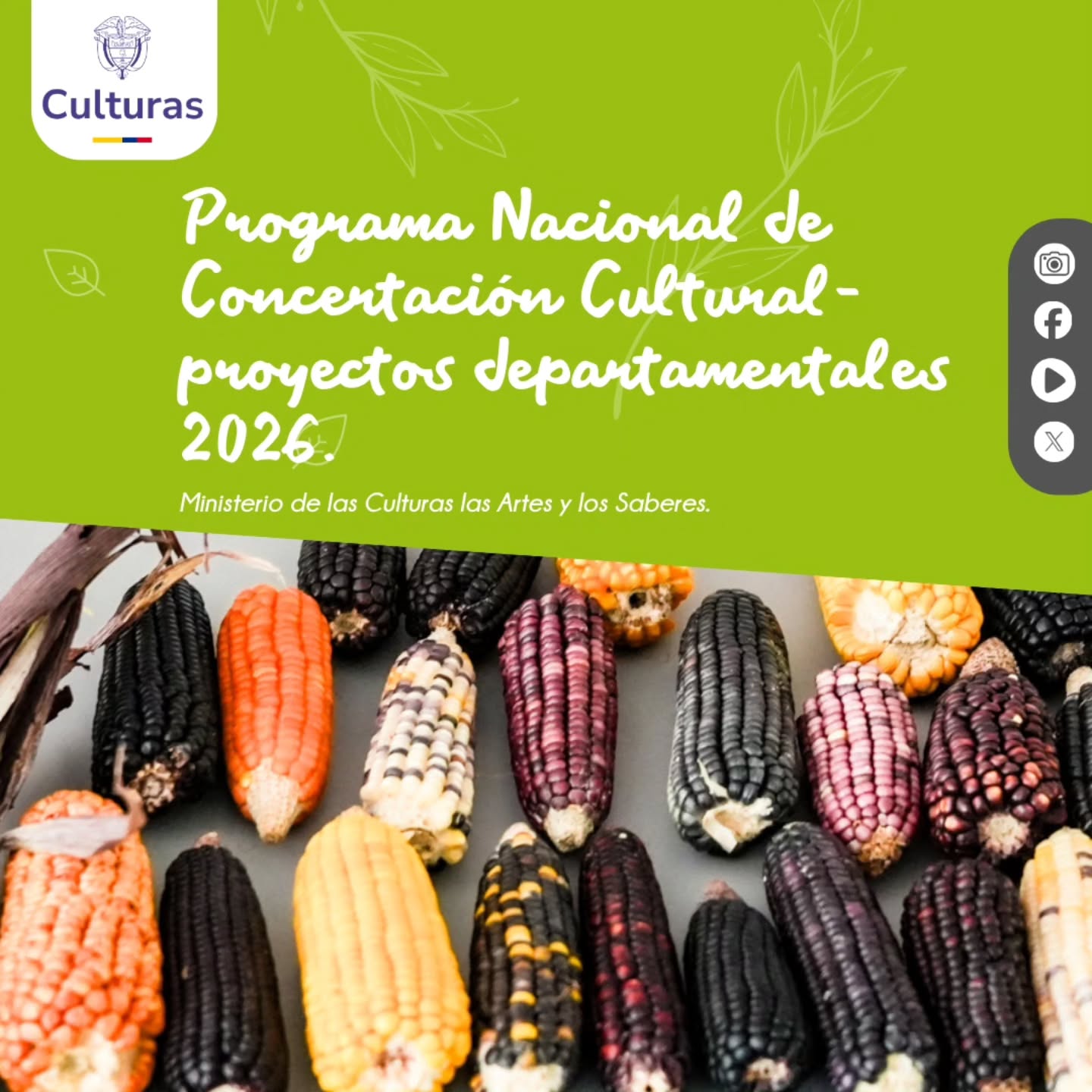 🙏 Gracias al Ministerio de las Culturas, las Artes y los Saberes por reconocer que la biodiversidad, las semillas nativas y criollas, son patrimonio vivo de Colombia.
Cada semilla que protegemos es un acto de resistencia cultural y un paso hacia la paz.
🌿 Este apoyo nos impulsa a seguir tejiendo cultura, memoria y vida desde los territorios💚
@MinCulturas
#ConcertaciónCultural2026 #SemillasNativas