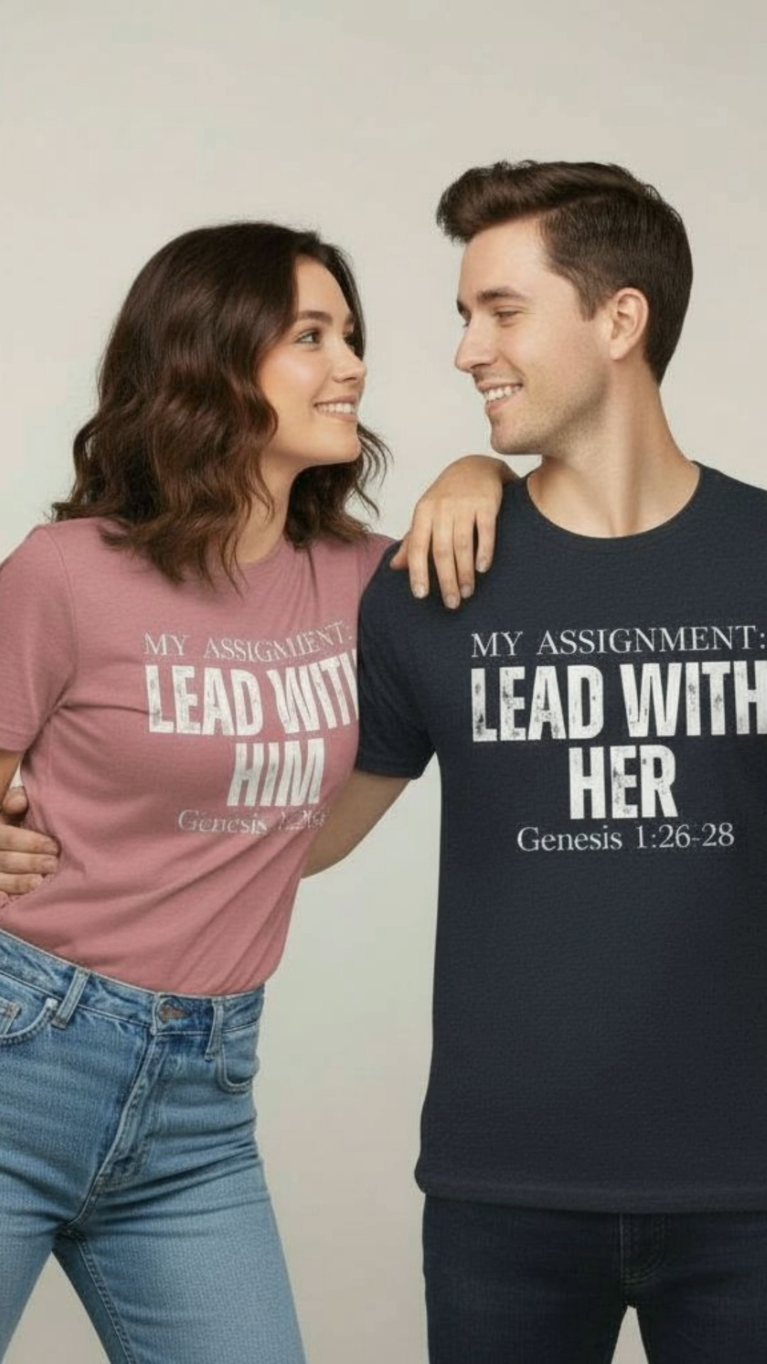 Lead together. Like God designed.
Egalitarian designs for him and her on Etsy!
Check out all our favorite faith-based designs from BeChazak.
All profit funds my tuition at The King's University!
#egalitarian #mutualist #christiantee #messianic #christiangirl