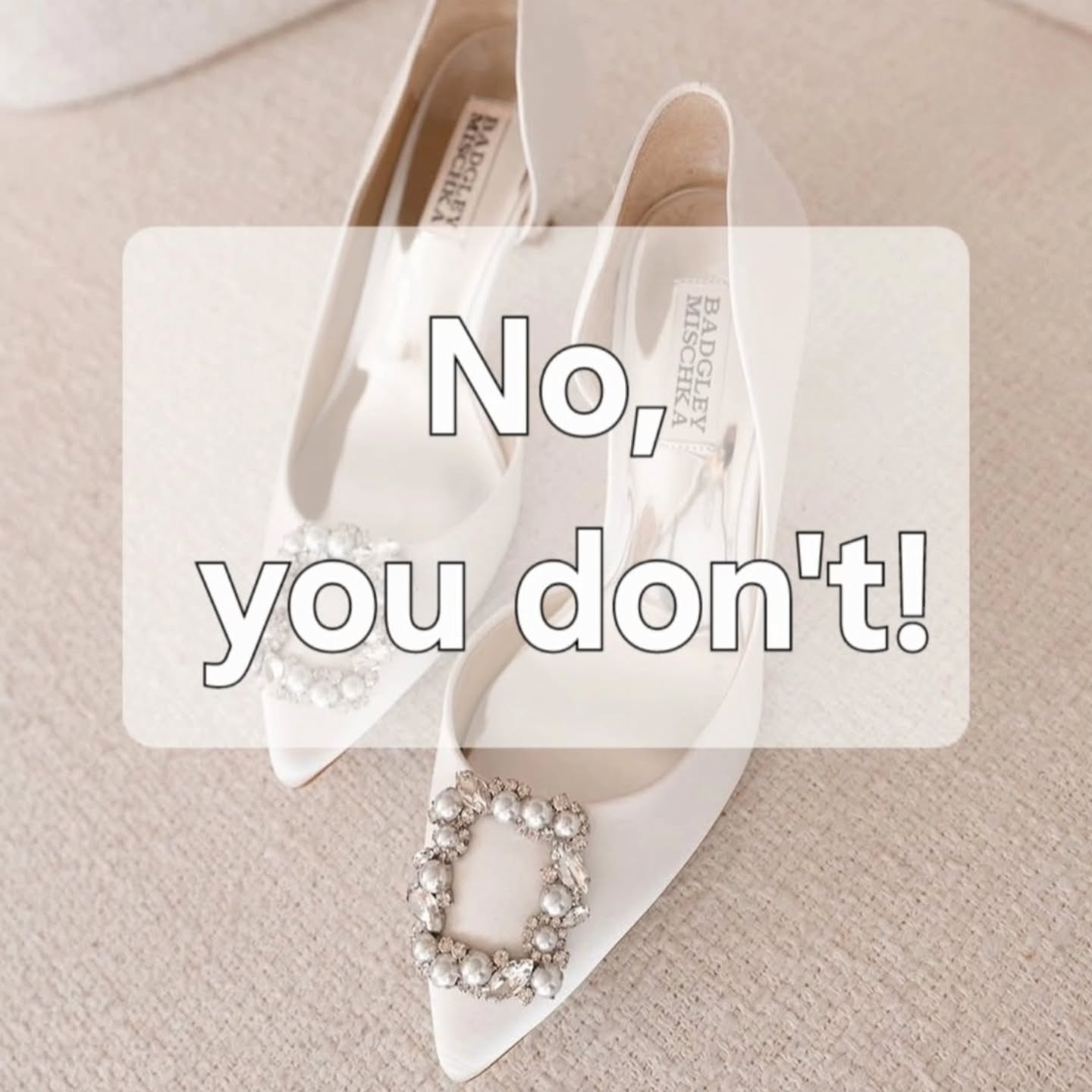 ⚠️The answer: "No, you don't!"
❔️ The question : "Do I need to bring shoes to the fitting?"
Fists comes the dress, then you can start looking for a suitable shoes. 👠
Even if you have "the right " shoes on hand already, they are not gonna do any help during the fitting, because all the sample dresses are too long and you will need to stand on a small podium, to see how the dress is falling down.
If you wish to try it with a shoes anyway, we have some fitting shoes in almost every size available for you convenience!
Book your fitting appointment in advance!
#hääpukusuunnittelija #häämekko #hääpuku #hääasu #häämuoti
