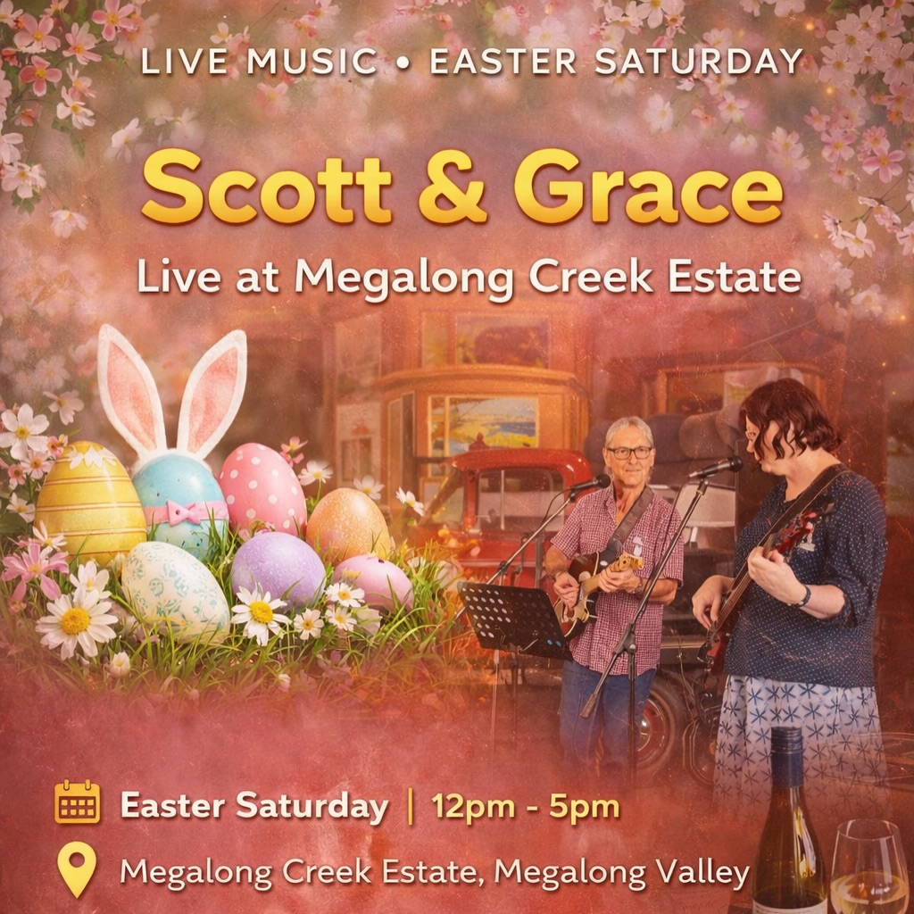 🌿✨ Megalong Creek Estate ✨🌿
Join us this Easter Saturday for a beautiful afternoon in the valley!
🕛 Open 12–5pm
🎶 Live music
🍽️ Delicious food
🍷 Local wine
Bookings available – walk-ins welcome!
Bring your friends, relax, and enjoy the vibes 🌞🐣
#MegalongCreekEstate #EasterWeekend #LiveMusic #BlueMountains #FoodAndWine NSWEvents