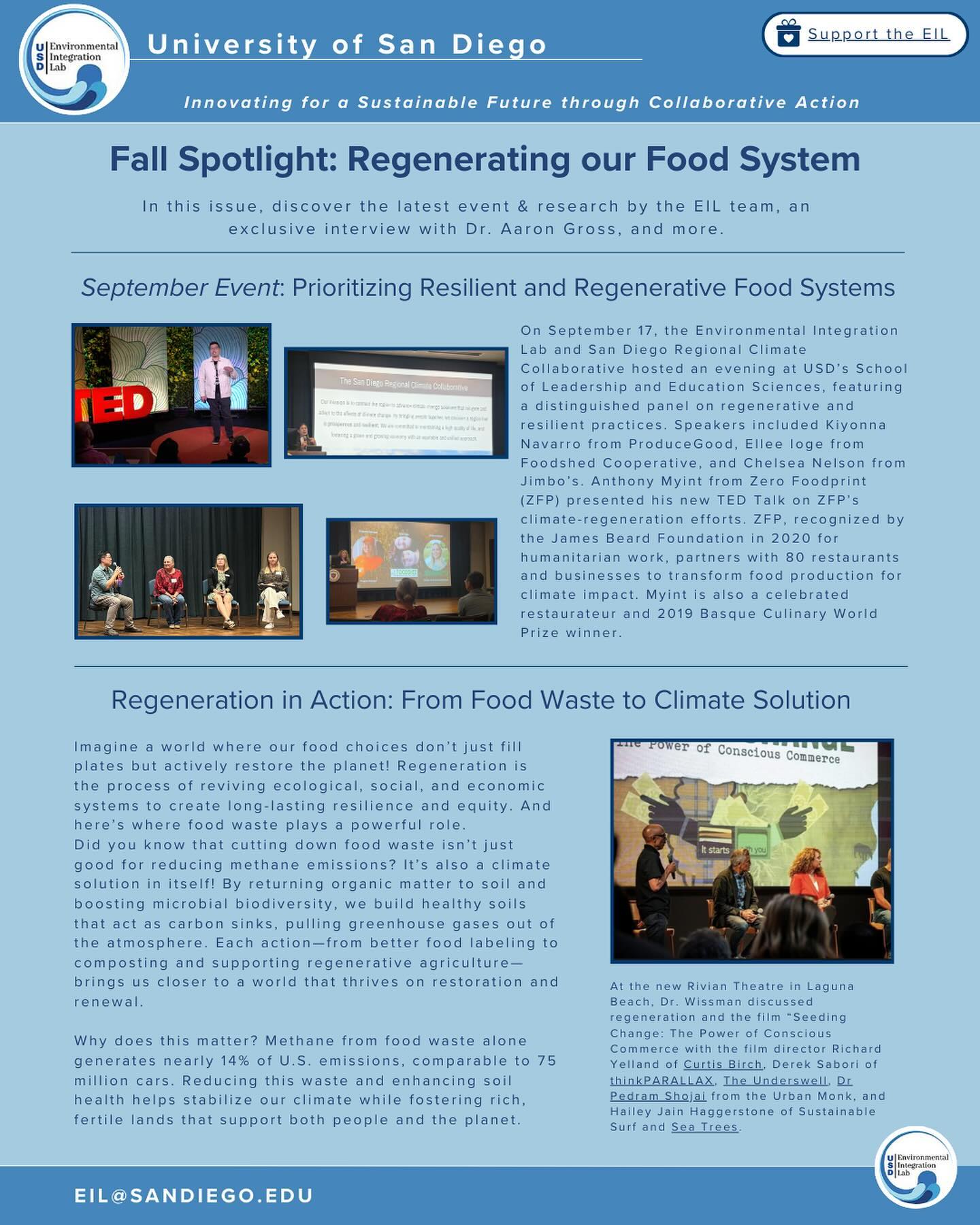 Check out our fall newsletter about Regenerating our Food Systems! In this issue, discover the latest event and research by the EIL team, an exclusive interview with food systems expert Dr. Aaron Gross, and local opportunities for you!