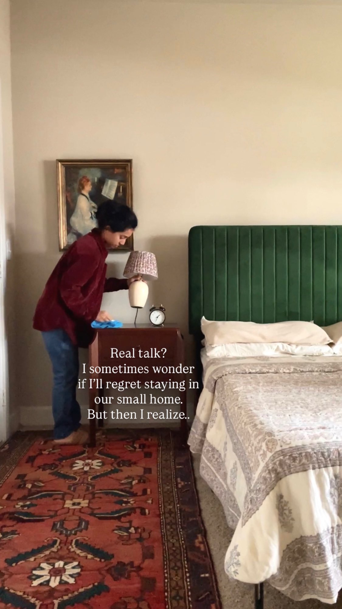 how a small room can be multifunctional (without feeling chaotic) ~
If you’re working with a smaller space, the goal isn’t to do less but to make it work smarter.
So here’s how I’m approaching ours:
1️⃣ think in zones, not one purpose
sleep, okay, quiet/reading, dressing - each one gets a “place”
2️⃣ treat each corner like a small vignette
so it feels intentional instead of everything blending together
3️⃣ choose furniture that does more than one thing
multi-use pieces make a huge difference in small spaces
4️⃣ get creative with storage
hidden, vertical, and flexible where possible (oh, and make it pretty)
5️⃣ build it slowly
you don’t know what you need until you live in it a bit
I’m still figuring out if this is actually going to work.
But this is the plan for now
I’ll share how we’re making the queen bed work for our toddler and each zone next week 👀