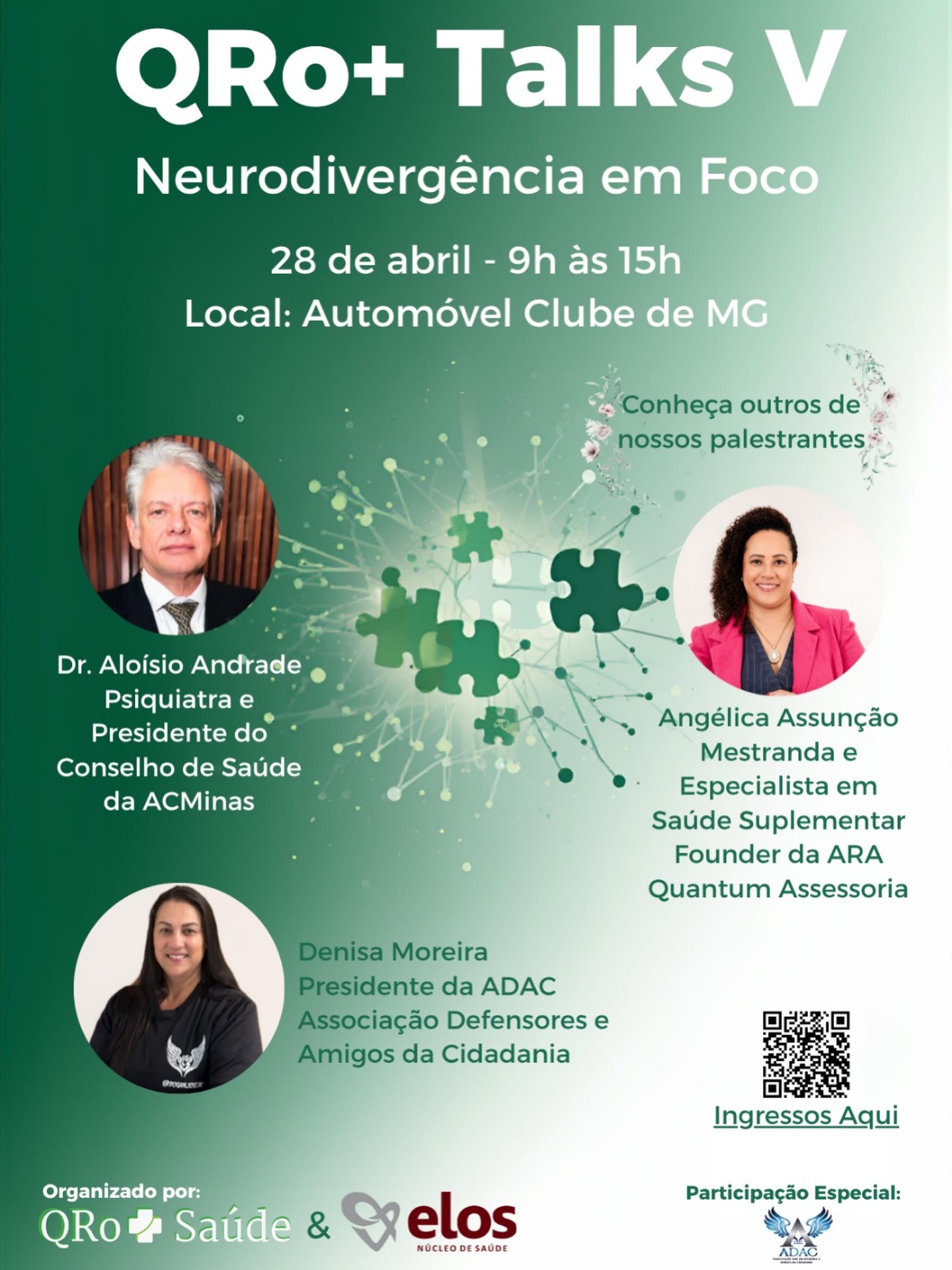 QRo+ Talks V – Neurodivergência em Foco não é apenas mais um encontro. É uma experiência construída para provocar, emocionar e, principalmente, transformar.
📍 28 de abril | 09h às 15h
📍 Automóvel Clube de Minas Gerais – Belo Horizonte
E quando falamos de neurodivergência, precisamos de profissionais capacitados para orientação.
👤 Dr. Aloisio Andrade - Psiquiatra e presidente do conselho de saúde da ACMinas
👤 Angélica Assunção - Mestranda e especialista em saúde suplementar. Founder da ARA Quantum Assessoria
👤 Denisa Moreira - Presidente da ADAC - Associação defensores e amigos da cidadania
De um lado, a vivência.
Do outro, a ciência.
E isso é só parte do que você vai viver:
✔️ Conteúdo com especialistas
✔️ Painéis interativos com perguntas ao vivo
✔️ Networking estratégico com profissionais e empresas
✔️ Lançamento da Central QRo+ para Neurodivergentes
Mais do que um evento, é o início de uma nova forma de olhar para o cuidado, a inclusão e o futuro da saúde.
Se você sente que esse tema te atravessa de alguma forma…
você precisa estar lá.
🎟️ Garanta sua vaga no link da bio. Porque algumas conversas não podem ser adiadas. #neurodivergência #qromaissaúde