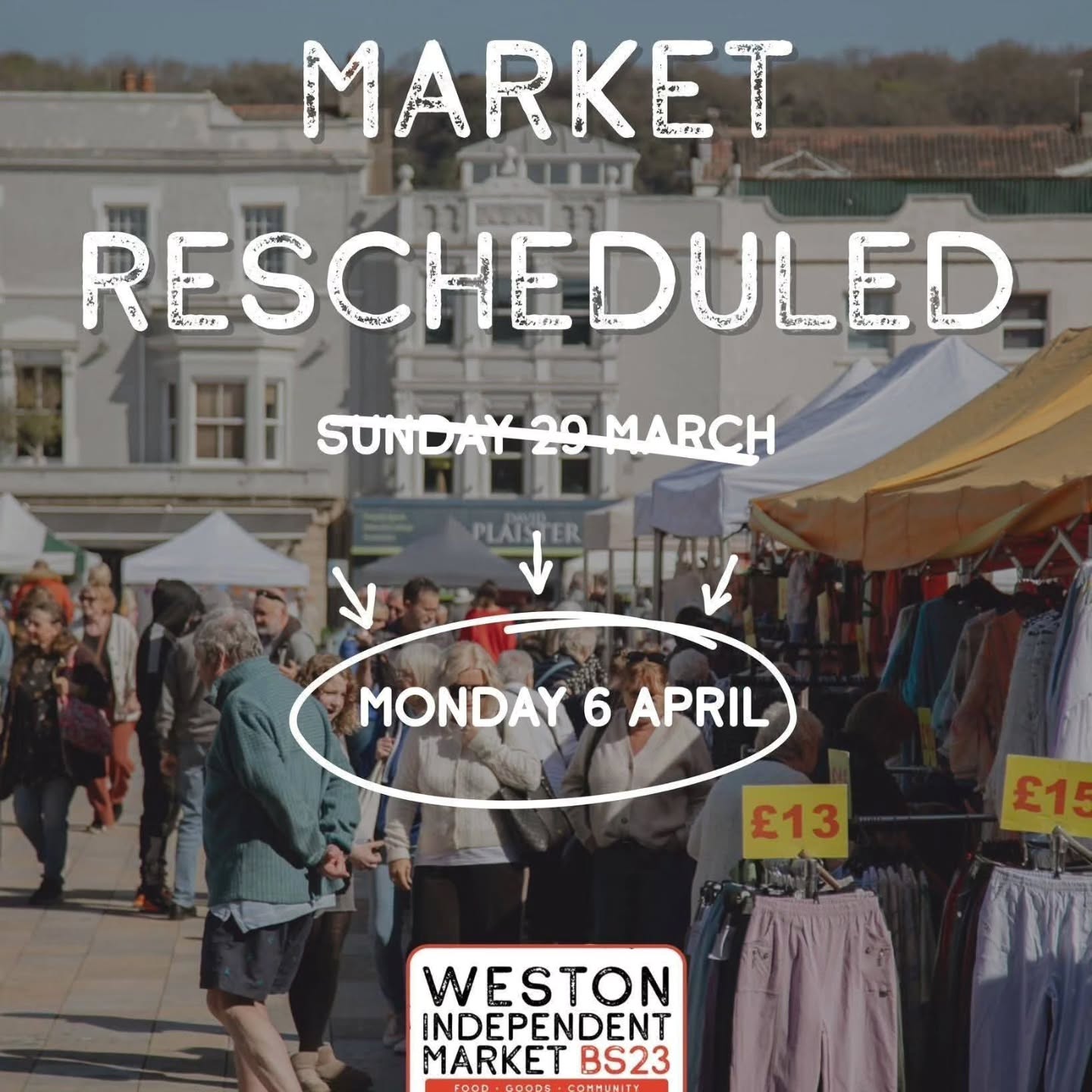 Weston-super-Mare — we’re back again ! 🌊✨
Join us this Bank Holiday Monday (6th April) in the Italian Gardens from 10am – 3pm
This is our rescheduled market, and it’s shaping up to be a good one 👇
🛍️ 25+ stalls (food, drink, fashion, gifts & homeware)
🎶 Live music from Seb Longhorn & Ben McCollum (10:30am – 2:30pm)
And the forecast is looking glorious at the moment ☀️🙌
Come down, bring your friends, and make a day of it 💛
Visit Weston-super-Mare Visit Somerset Weston BID Weston-super-Mare Live Weston Super Man Weston Seafront Weston, Worle & Somerset Mercury Weston-super-Mare Town Council The Sovereign Somerset Live The Grand Pier Weston-super-Mare Spotted
#Weston-super-Mare
#bankholidayvibes
#market
