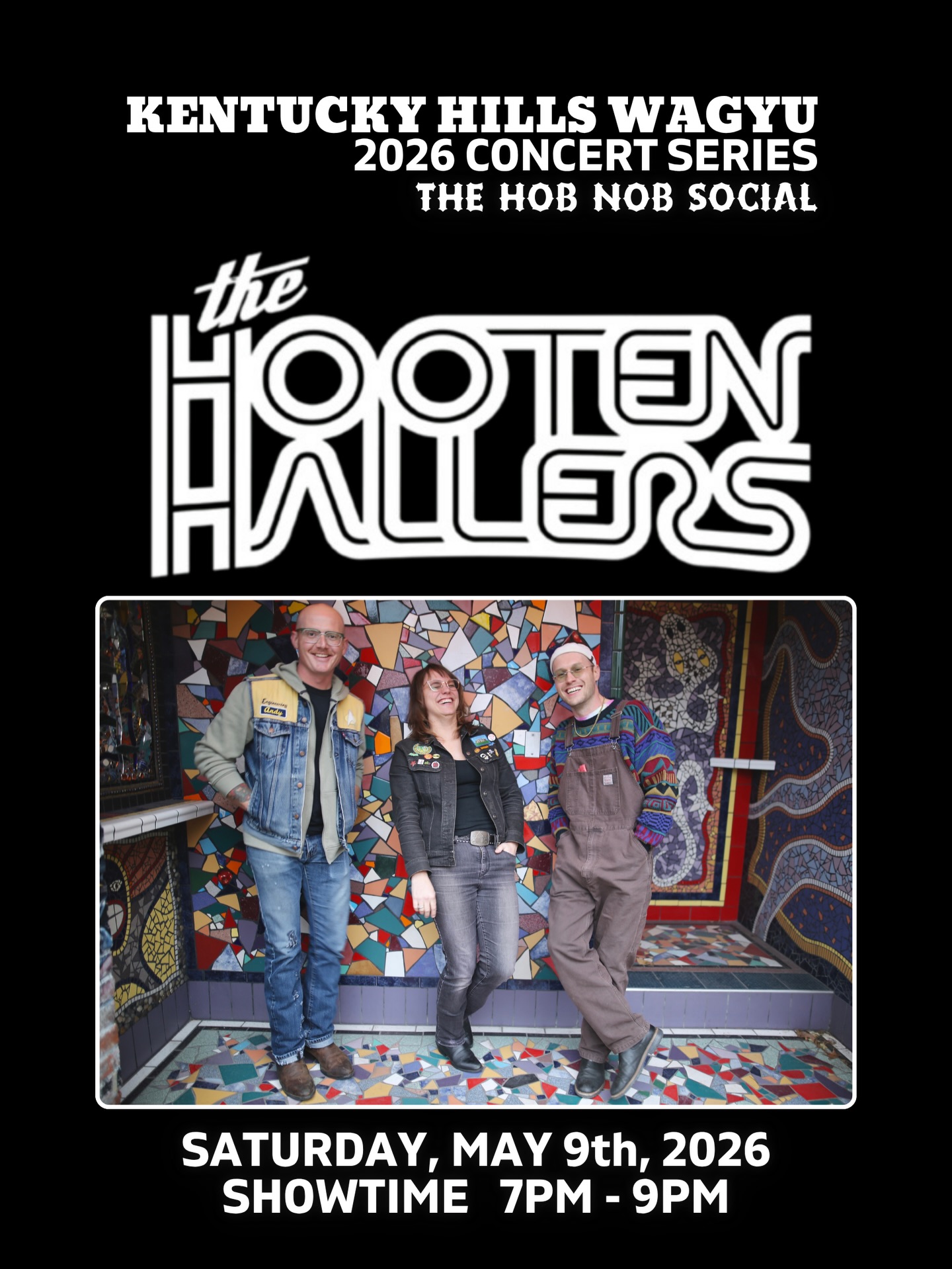When they talk about a real “barn burner” this is what they meant. We cannot wait to hear the one of a kind sound from The Hooten Hallers echoing through the Hills.
Farm Hours: 11am-10pm
Showtime: 7pm-9pm
Tickets: $15 at the gate
Kids 12 & under: FREE
For the past nineteen years, The Hooten Hallers have been tearing up the road, blending blues, garage
rock, country, punk, and jazz into a sound that’s truly their own. The band’s high-octane live shows must
be experienced to be believed, with their raucous jams, tight vocal harmonies, and danceable grooves
that make for a wild night and an unforgettable music experience.
This powerhouse trio is driven by the vocal growl and swirling electric and lap steel guitars of John
Randall, the powerful drumming and falsetto howl of Andy Rehm, and the burning baritone and bass
saxophone lines of Kellie Everett. It’s Morphine meets ZZ Top mixed with a dash of George Thorogood
and Tom Waits. But anyone who has seen this band live knows that this group is unlike anything they’ve
experienced before. When The Hooten Hallers come to town, you know it’s gonna be a party!
Emerging from nearly two decades worth of singalongs while racking up more than half a million miles in
a van, comes The Hooten Hallers’ 7th official full length album entitled Van Jams Vol. 1, released April
3, 2026. This collection of songs both resonated with and influenced The Hooten Hallers and spans
across decades of rock, punk, country, soul, R&B, and indie but are all delivered with the signature sound
that fans have come to expect from the band: dueling vocals between John Randall’s powerful, gravely
lows and Andy Rehm’s buttery high tenor, jangly electric guitar, pounding drums, and soaring bass lines
on the baritone sax. One could be taken aback by the pairing of Roky Erickson, David Bowie, Morphine,
and George Jones, but the band’s wide ranging musical tastes serve to bring the listener on a strangely
cohesive ride and shows just how far this trio can push the limits of what’s musically possible. This album
is the embodiment of an epic road trip that has been taken and will be taken for years to come.
#livemusic #kentucky #cattlefarm #barnvenue