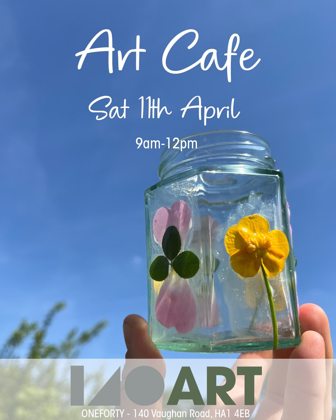 🎨 Art Cafe 🎨
📆 Saturday 11th April
⏱️9am-12pm
📍 oneforty - 140 Vaughan Road, HA1 4EB
Wanted your caffeine fix on a Saturday? Now’s your chance. Coffee, Art? Or maybe both. ☕️🫖🎨
✅ Free art activities for all
This Saturday is all about FLOWERS🌹🌷🌻🌸🌼☀️
- Pressed flower pinch pots
- Pressed flower lanterns
- Pressed flower pictures
- & more
If you have any jars or flowers that you can bring that would be fab ♥️
#westharrow #harrowonthehill #artcafe