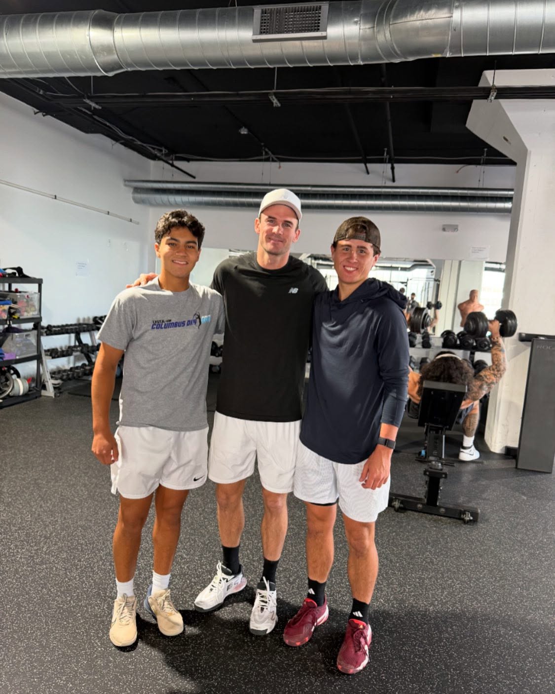 A little inspiration for the two young guns to see one of the current greats get after it. Thank you for using the facility today @tommypaull welcome back anytime.