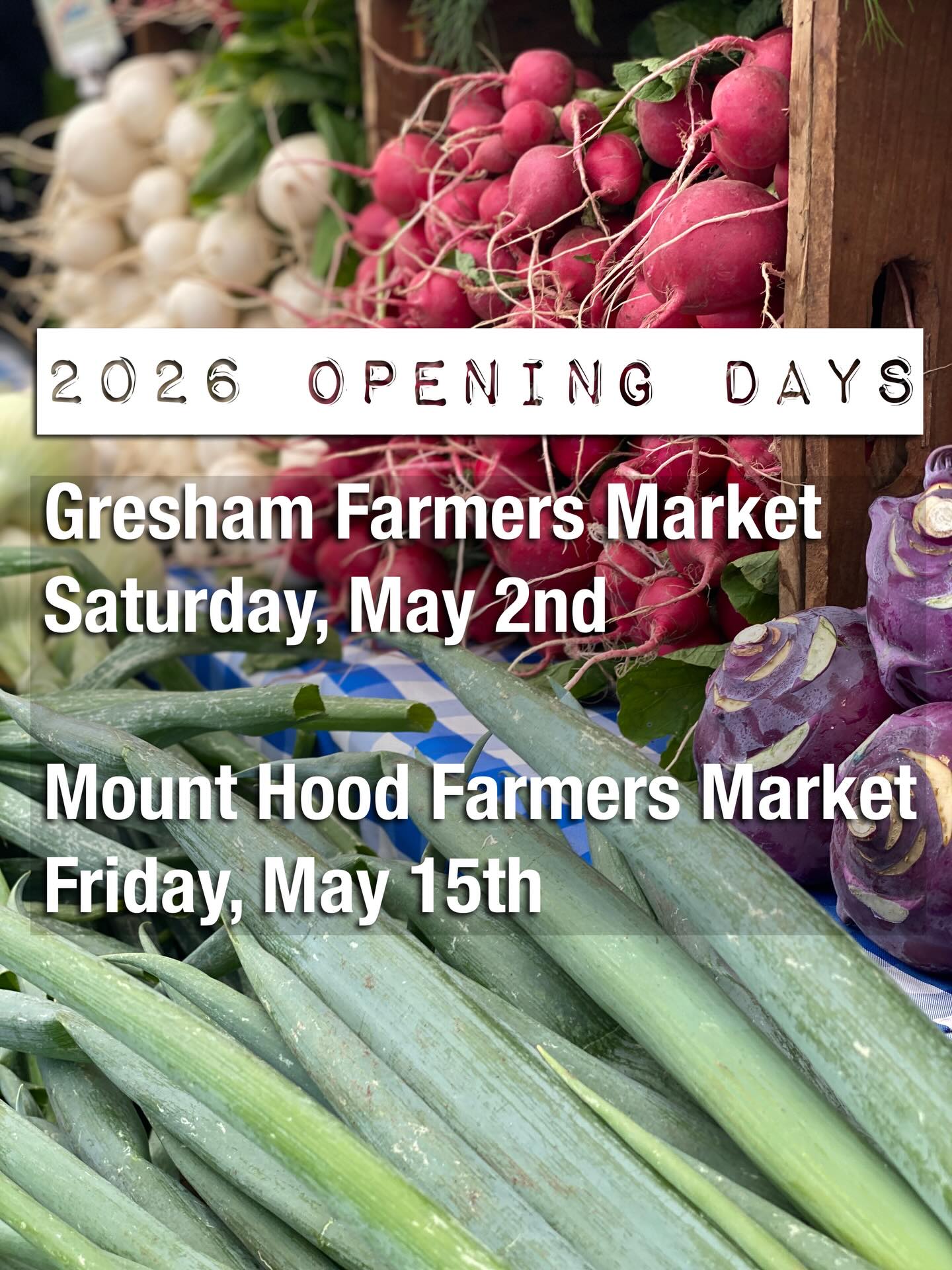 SAVE THE DATES!
We are excited about farmers markets starting in May! We can’t wait to bring you all the freshest vegetables around. And we look forward seeing all your friendly faces. #sliceofheavenfarm