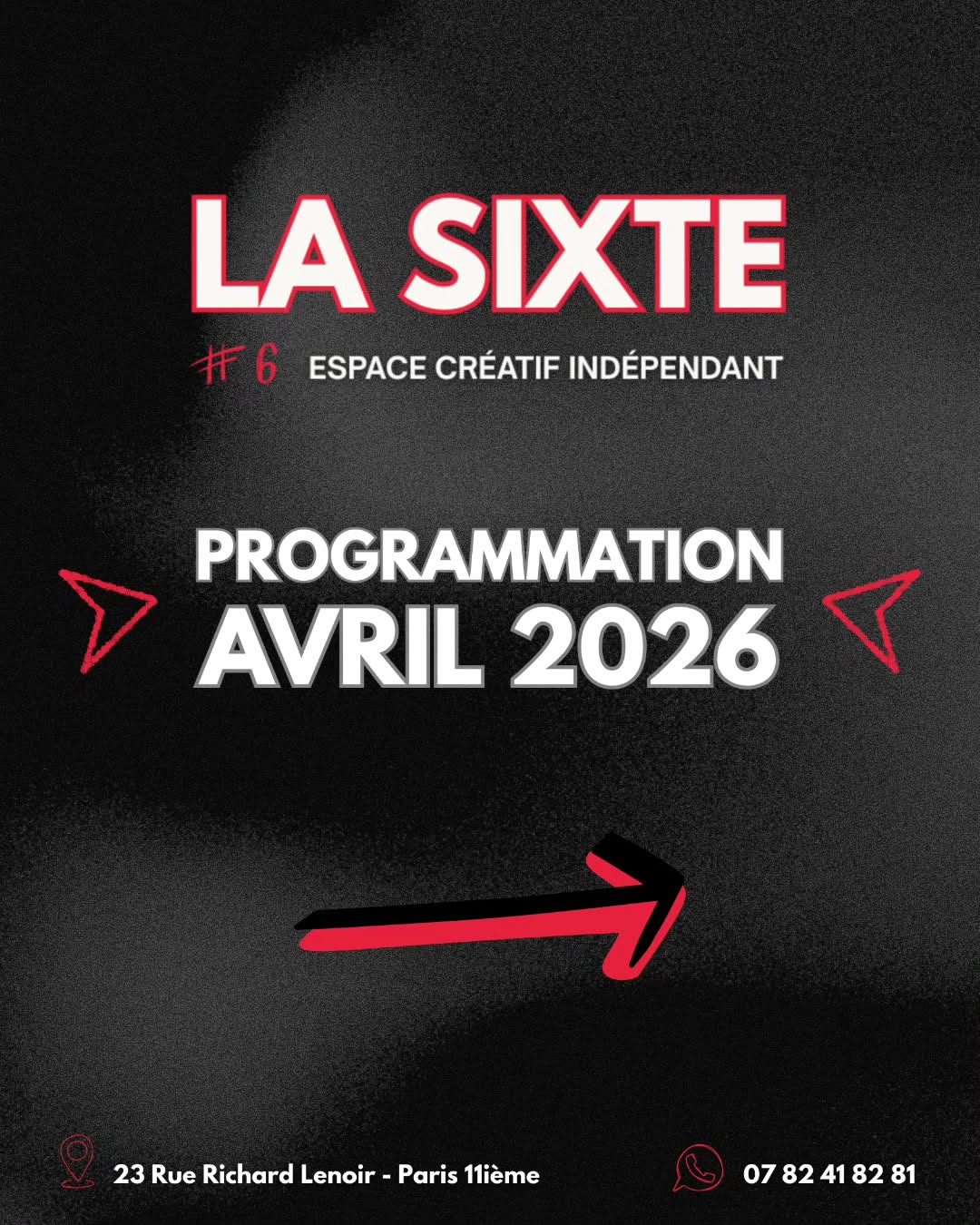 📌 La programmation d'avril est dispo !
RDV en story pour accéder à la billetterie !
NB : pas de soirée artistes ce mois ci. La prochaine aura lieu en mai 💥