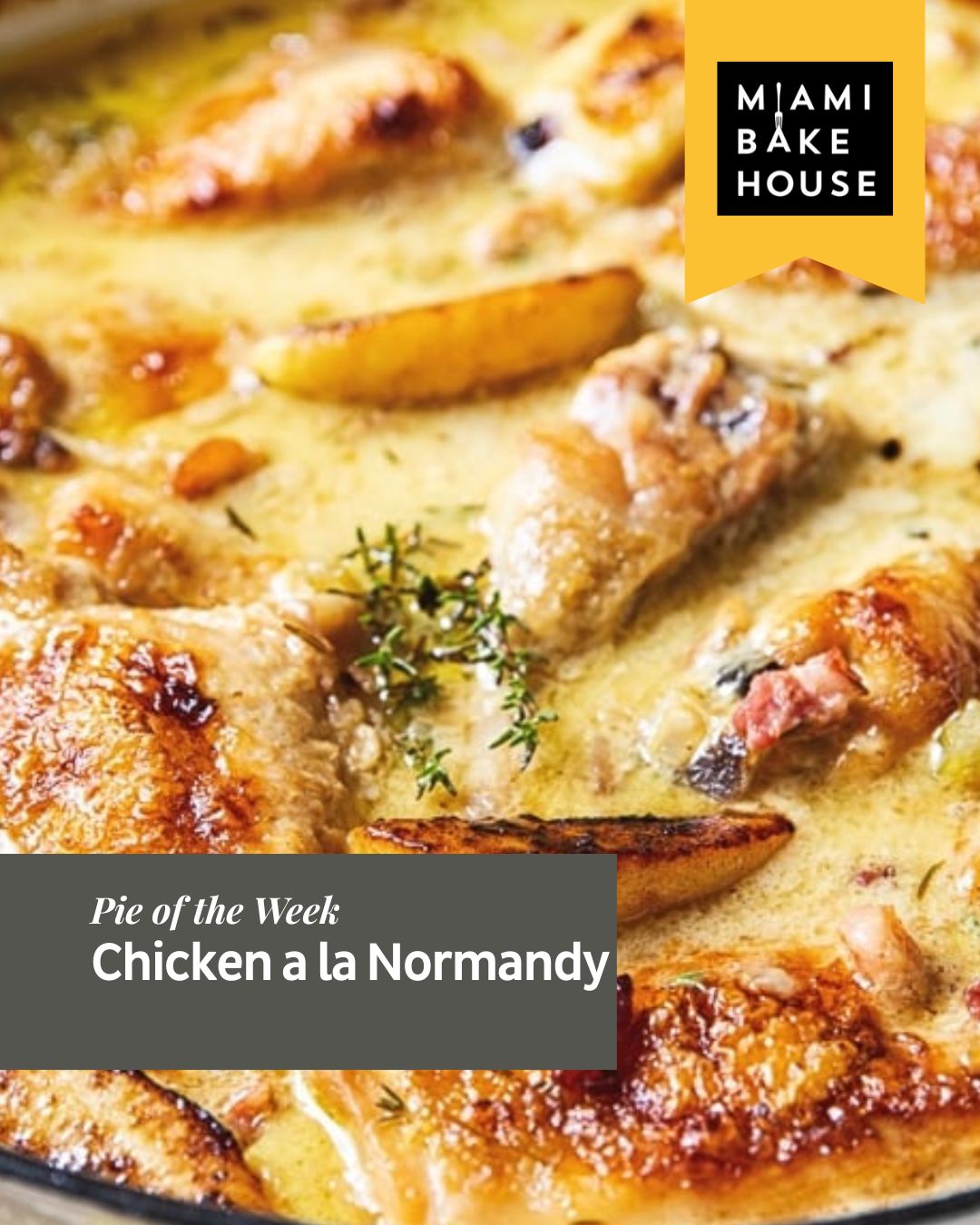 Warm up this autumn with our Chicken à la Normandy Pie! 🍂🥧
Tender chicken, garlic, onion, white wine, veggies, apples, and mushrooms come together in a rich, creamy gravy, all wrapped in our signature golden flaky pastry. Comfort in every bite. 🍎
Available from Tuesday, 7th April to Monday, 13th April at all Miami Bakehouse Cafes.