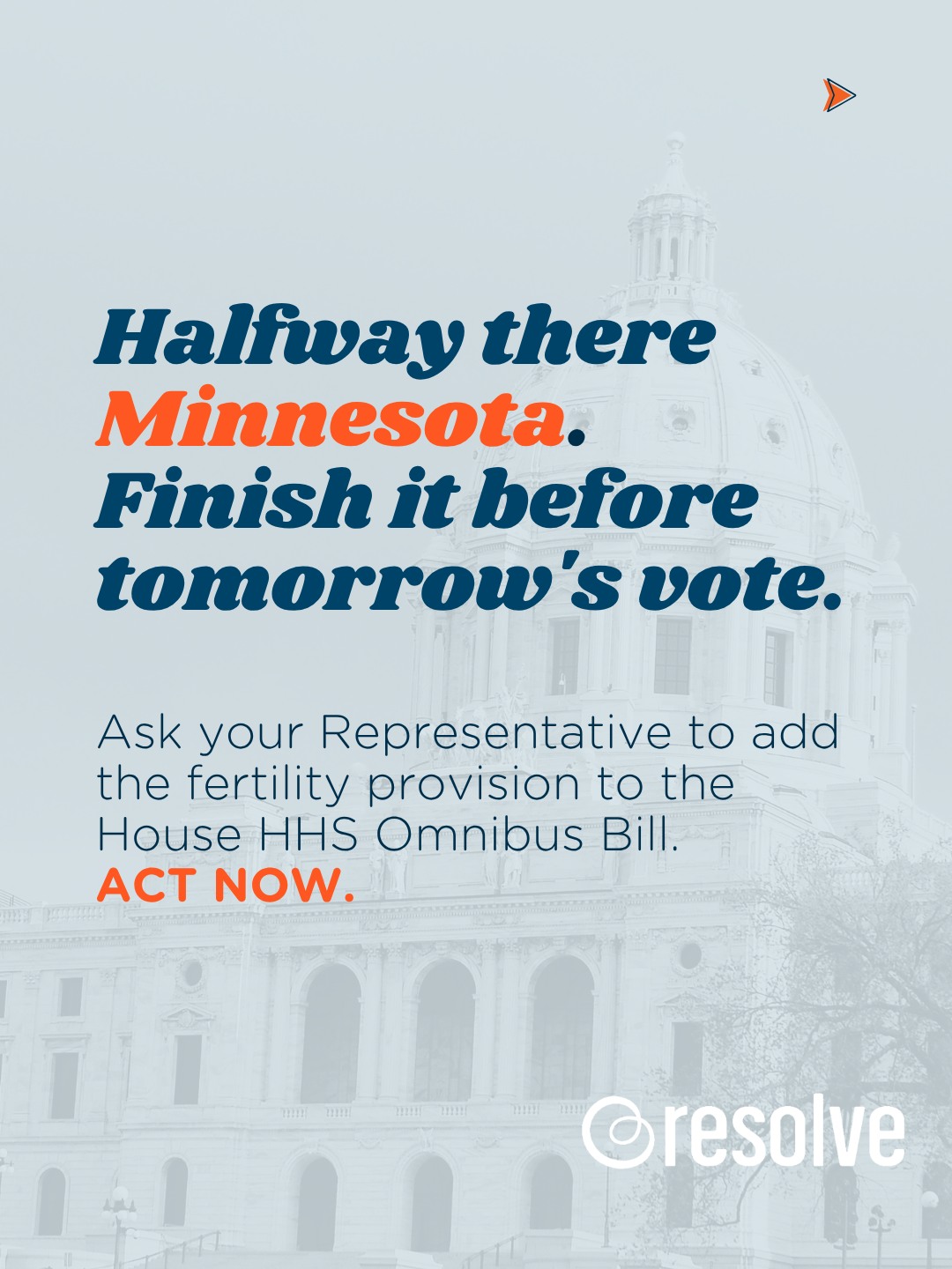 Minnesota, the Senate came through for the Building Families Act. Now it is the House's turn.
The fertility provision is in the Senate HHS Omnibus Bill, but missing from the House version, and the floor vote is tomorrow. Representatives need to hear from their constituents today and ask them to add it before that vote happens.
Send your letter.
Personalize it with your story.
Share the link with everyone you know in Minnesota.
Every letter before tomorrow's vote makes a real difference. ACT NOW 🔗in bio
With @MnfamilybuildingCoalition #BuildingFamiliesAct