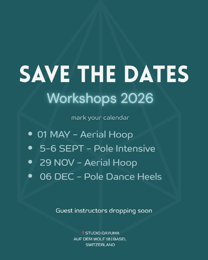 Save the Dates!
Wir freuen uns auf ein vielfältiges Line-up mit nationalen & internationalen Artists ✨
Die Guest Instructors & Workshop Details droppen in den nächsten Monaten 👀
Habt ihr eine Idee, wer dabei sein könnte?
Dropt eure Vermutungen in den Kommentaren ⬇️
Stay tuned & mark your calendar!
.
Save the Dates! ✨
We’re excited to bring you a diverse line-up of national & international artists 🌍
Guest instructors & workshop details will be dropping over the next months 👀
Any guesses who might be joining us?
Drop your guesses in the comments ⬇️
Stay tuned & mark your calendar!
.
.
.
.
.
.
.
.
.
.
.
.
.
.
.
.
.
.
#workshops #aerialworkshops #pdworkshops