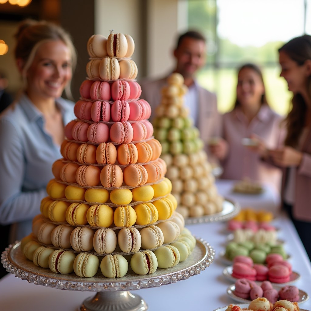 We style macaron towers, tiered platters, and color-gradient displays to make your dessert table unforgettable. Our delivery and packaging preserve every detail so macarons arrive photo-ready. Link in bio. 🍥✨📸 #MacaronMagic #EventDesserts #ChefMaribel