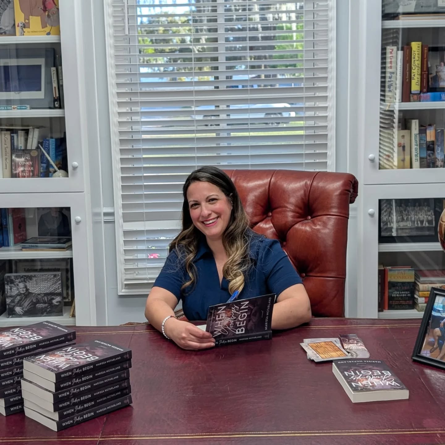 Coming down off the high of another incredible author event. I'll share more pics soon, but for now... here's me. Sitting in Pat Conroy's chair. Signing books at Pat Conroy's desk. #livingthedream