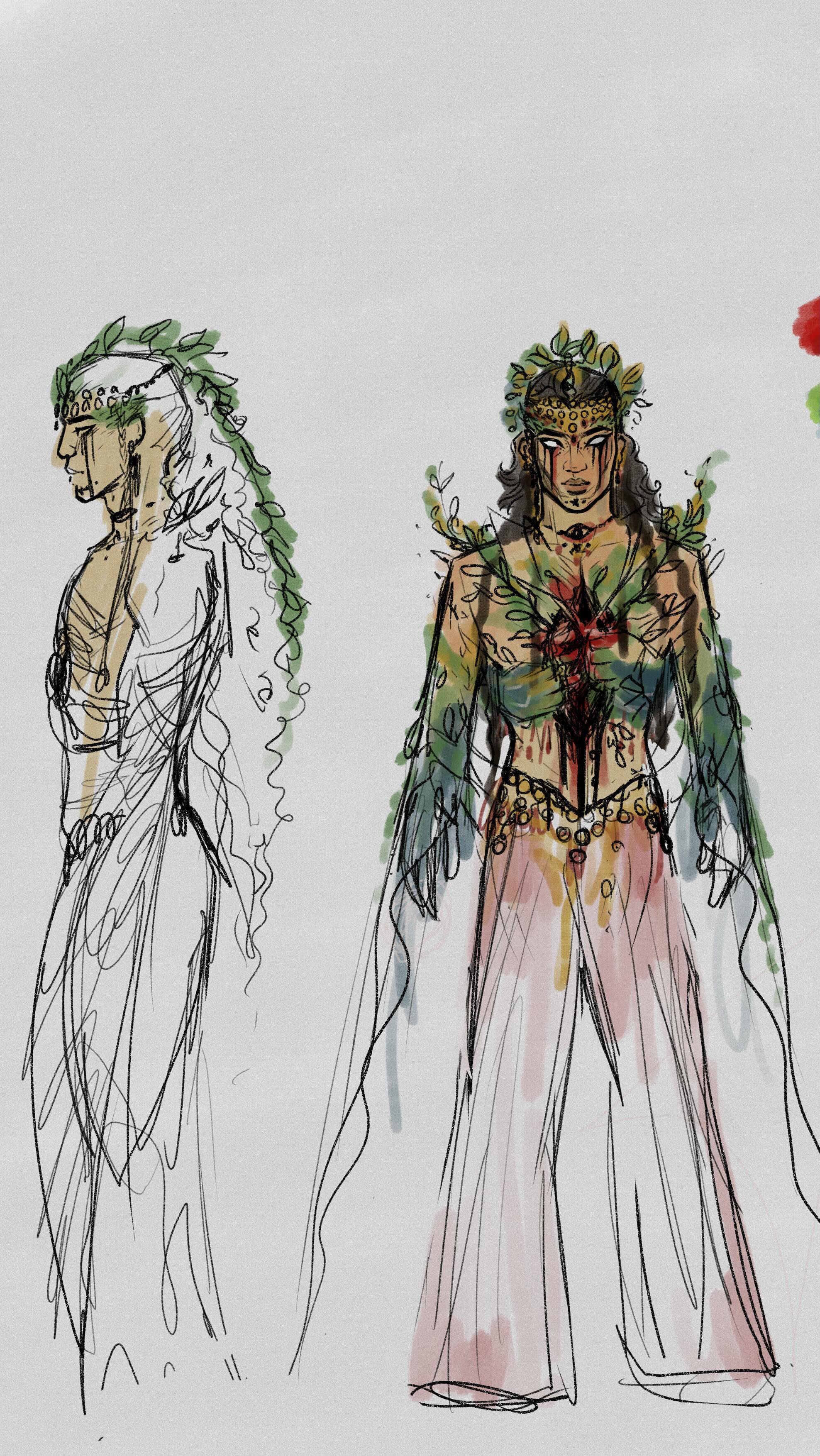 The drawing behind the look. This is one of my interpretations of a contemporary Mesopotamian spirit/vampire, based on drawings from 2 years ago when l was exploring my heritage and identity through fashion.