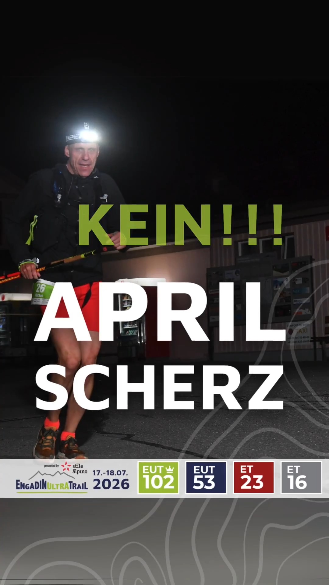 𝗞𝗲𝗶𝗻 𝗔𝗽𝗿𝗶𝗹𝘀𝗰𝗵𝗲𝗿𝘇.
Wir verlosen 5 Startplätze für den Engadin Ultra Trail 2026 🎟️🏔️
👉 Und so kannst du gewinnen:
Beende diesen Satz in den Kommentaren:
„𝘍ü𝘳 𝘮𝘪𝘤𝘩 𝘪𝘴𝘵 𝘦𝘴 𝘬𝘦𝘪𝘯 𝘈𝘱𝘳𝘪𝘭𝘴𝘤𝘩𝘦𝘳𝘻 – 𝘪𝘤𝘩 𝘮ö𝘤𝘩𝘵𝘦 𝘢𝘮 𝘌𝘯𝘨𝘢𝘥𝘪𝘯 𝘜𝘭𝘵𝘳𝘢 𝘛𝘳𝘢𝘪𝘭 𝘵𝘦𝘪𝘭𝘯𝘦𝘩𝘮𝘦𝘯, 𝘸𝘦𝘪𝘭…“
✍️ So nimmst du teil
Schreib deinen Satz in die Kommentare
Tagge deine Trail-Buddys, mit denen du am Start stehen willst 👇
Optional: Teile den Post in deiner Story & markiere uns @engadinultratrail
🎁 Zu gewinnen
3 Startplätze für die stärksten / kreativsten Antworten
2 Startplätze werden unter allen Kommentaren verlost
⏳ Teilnahmeschluss: 6.04.2026
Für dich ist es kein Aprilscherz. Für uns auch nicht.
👉 Also: Warum willst du dabei sein?