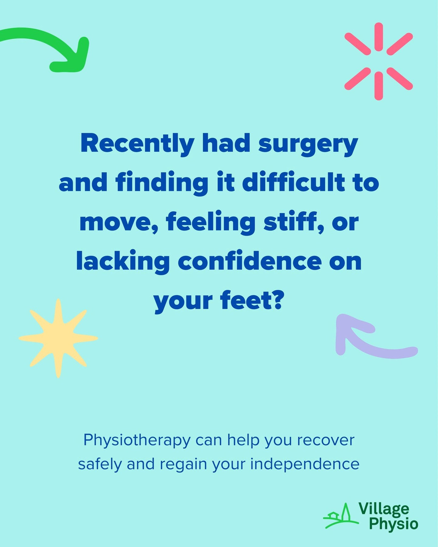 Recovery after surgery can affect everyday movement
After surgery, it is common to experience stiffness, weakness or reduced confidence with movement. Activities such as walking, climbing stairs or getting up from a chair can feel more difficult than expected during recovery.
These changes are often linked to reduced strength, joint stiffness and changes in balance, particularly in the early stages after procedures such as hip, knee or shoulder replacement.
Physiotherapy can help support recovery by focusing on rebuilding strength, improving balance and restoring safe movement patterns. Exercises are usually tailored to the individual and based around everyday activities.
For many people, physiotherapy delivered at home can be particularly helpful, as it allows rehabilitation to focus on real-life movements within a familiar environment.
At Village Physio, we regularly support people across Rotherham, Sheffield and Doncaster following surgery, helping them work towards improved mobility, confidence and independence.