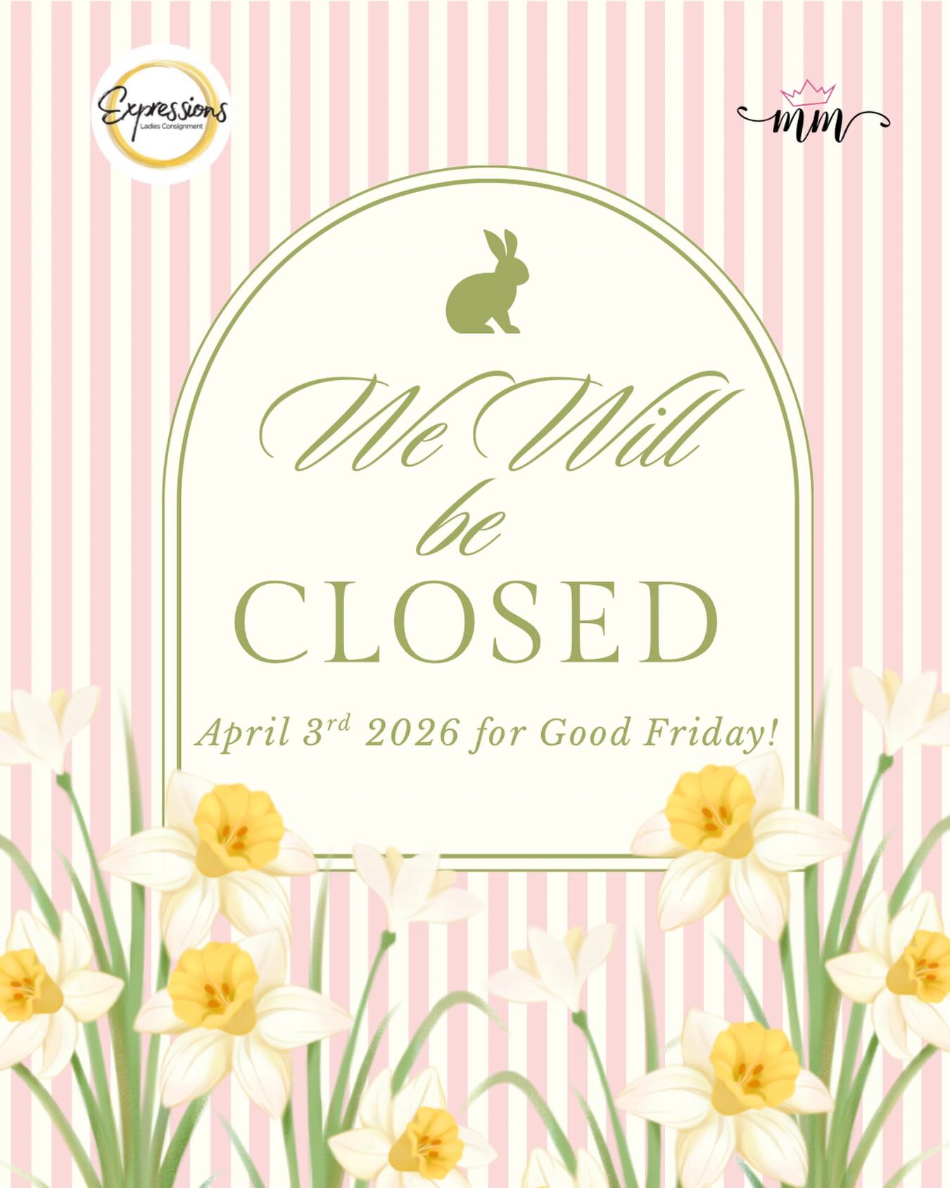 We will be closed April 3rd for Good Friday along with our sister store @mollymariescalgary !
See you all on the following Saturday, April 4th! 🐣