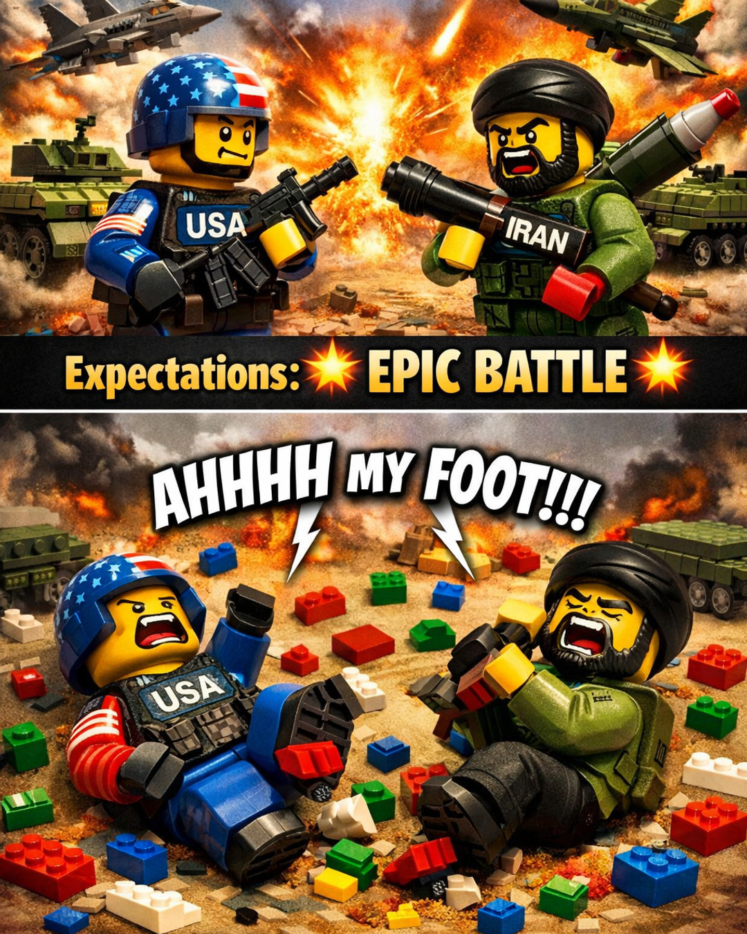 Breaking news with a twist — USA and Iran go head-to-head in a LEGO AI video battle. Wild, satirical, and exactly the kind of story you didn’t know you needed. Link in Bio #news #satire #LEGO #AI #mustread