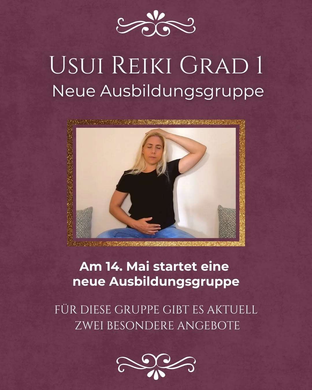 Neue Ausbildungsgruppe – Usui Reiki Grad 1
Am 14. Mai startet meine nächste Reiki-Ausbildungsgruppe in Usui Reiki Grad 1 🙌
Wenn du schon länger spürst, dass du Reiki lernen und deine eigene Energie bewusster wahrnehmen möchtest, ist das vielleicht genau der richtige Moment.
In dieser Ausbildung begleite ich dich Schritt für Schritt dabei, Reiki sicher anzuwenden – für dich selbst und für andere.
Neben den Grundlagen und Techniken geht es auch um deine eigene Erfahrung, deine Wahrnehmung und darum, Vertrauen in deine Intuition zu entwickeln.
Dich erwarten unter anderem Meditationen, Energie- und Atemübungen, die vollständige Reiki-Selbstbehandlung, Reiki-Behandlungen für andere sowie das Arbeiten mit Chakren, der Aura und eine achtsame, ethische Arbeit mit Reiki.
Die Ausbildung dauert mindestens 8 Wochen und verbindet liebevoll gestaltete Videolektionen, Meditationen und Materialien mit wöchentlichen Zoom-Treffen, in denen wir gemeinsam üben, Fragen klären und Erfahrungen teilen.
So entsteht ein geschützter Raum, in dem du Reiki wirklich erleben und wachsen lassen kannst.
Du erhältst außerdem ein ausführliches Reiki-Handbuch, Übungsprotokolle, Zugang zu einem Austauschbereich, persönliches Feedback und am Ende dein offizielles Zertifikat 🙏
🌿 Early-Bird-Preis: 430 €
(statt regulär 480 €)
gültig bis 27. April
Wenn du spürst, dass du tiefer in den Reiki-Weg eintauchen möchtest, kannst du auch Reiki Grad 1 und Grad 2 gemeinsam zu einem besonderen Paketpreis buchen.
Wenn du möchtest, lade ich dich gerne zu einem unverbindlichen Kennenlern- und Infogespräch ein.
Dort können wir gemeinsam schauen, ob diese Ausbildung gerade der stimmige nächste Schritt für dich ist – und alle deine Fragen klären.
Ich freue mich sehr auf die neue Gruppe und auf alle, die sich von Reiki gerufen fühlen. 🤍
Schreib mir einfach eine Nachricht oder kommentiere REIKI, wenn du mehr erfahren möchtest.
#reikiausbildung #reikilernen #usuireikiausbildung
#usuireikigrad1 #usuireikilernen
