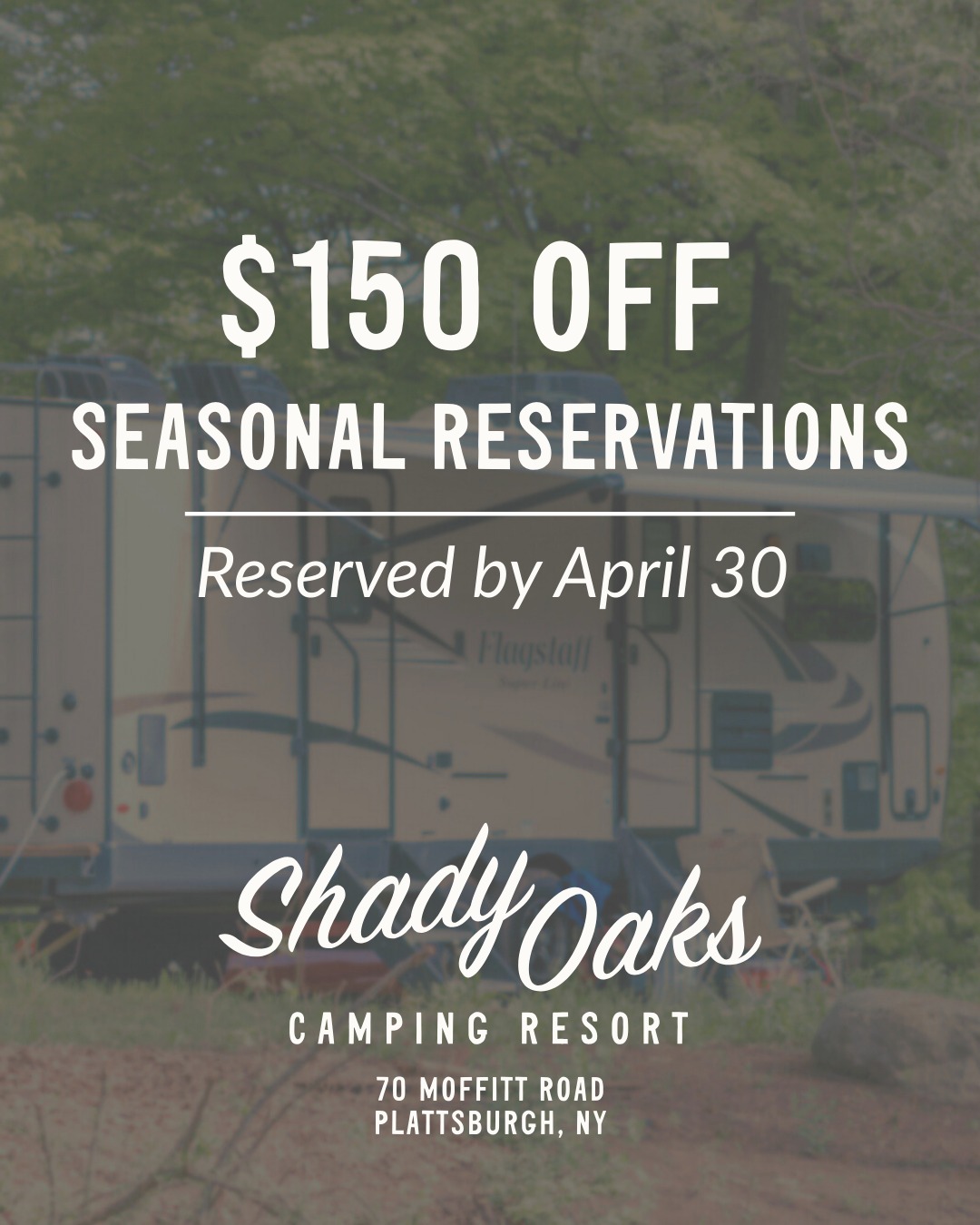 As we get ready to open for our second season on May 1, we wanted to share a few different ways to save on your stay this year.
For those looking to spend more time at the campground, we’re offering $150 off seasonal sites reserved before April 30.
For shorter stays, reservations made before April 30 can take advantage of our book two nights, get one free incentive.
And for anyone getting their camper ready after winter storage, we’re offering a Spring Shakedown Special with 50% off all stays from May 1–May 21.
Spring is just around the corner, and we’ve been back on site working to get the campground ready for the season ahead.
There’s still a lot to do, but it’s exciting to see everything start to come together.
If you’ve been considering a visit this summer, now is a good time to take a closer look.
More information is available at:
www.shadyoakscamping.com
#ShadyOaksCamping
#Adirondacks
#RVLife
#SpringCamping
#SpringisComing