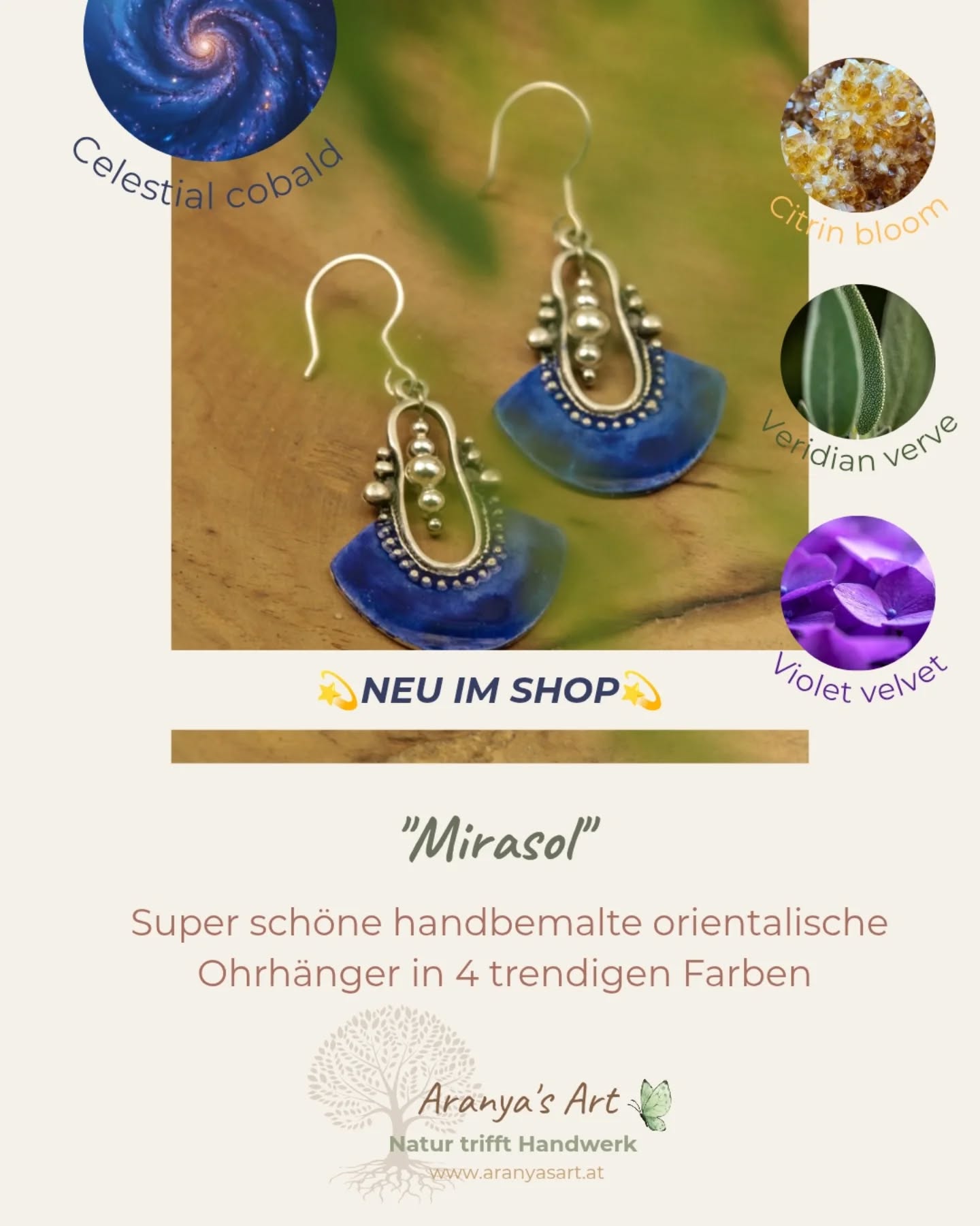 ✨ Einzigartig wie du ✨ Mirasol Ohrringe✨
💛orientalisches Design in trendigen Farben💜
Taucht ein in die Welt der Farben!
Meine neuen Mirasol-Ohrhänger im orientalischen Fächer-Design sind endlich bereit, von euch getragen zu werden.
💙💛💚💜
Das Besondere?
Jedes Paar ist ein absolutes Unikat. Jede der 4 Trendfarben ist nur ein einziges Mal verfügbar ✨
Bei dem kalten Wetter gerade ist das genau das richtige für gute Laune ✨🤗🌈
🔗 Link zum Shop findest du direkt in meiner Bio!
Alles Liebe,
Katharina 🐝
#AranyasArt #Mirasol #Ohrhänger #Einzelstücke #Handbemalt Unikate BohoChic OrientalStyle KunsthandwerkÖsterreich SlowFashionSchmuck Schmuckliebe StatementJewelry AquarellArt