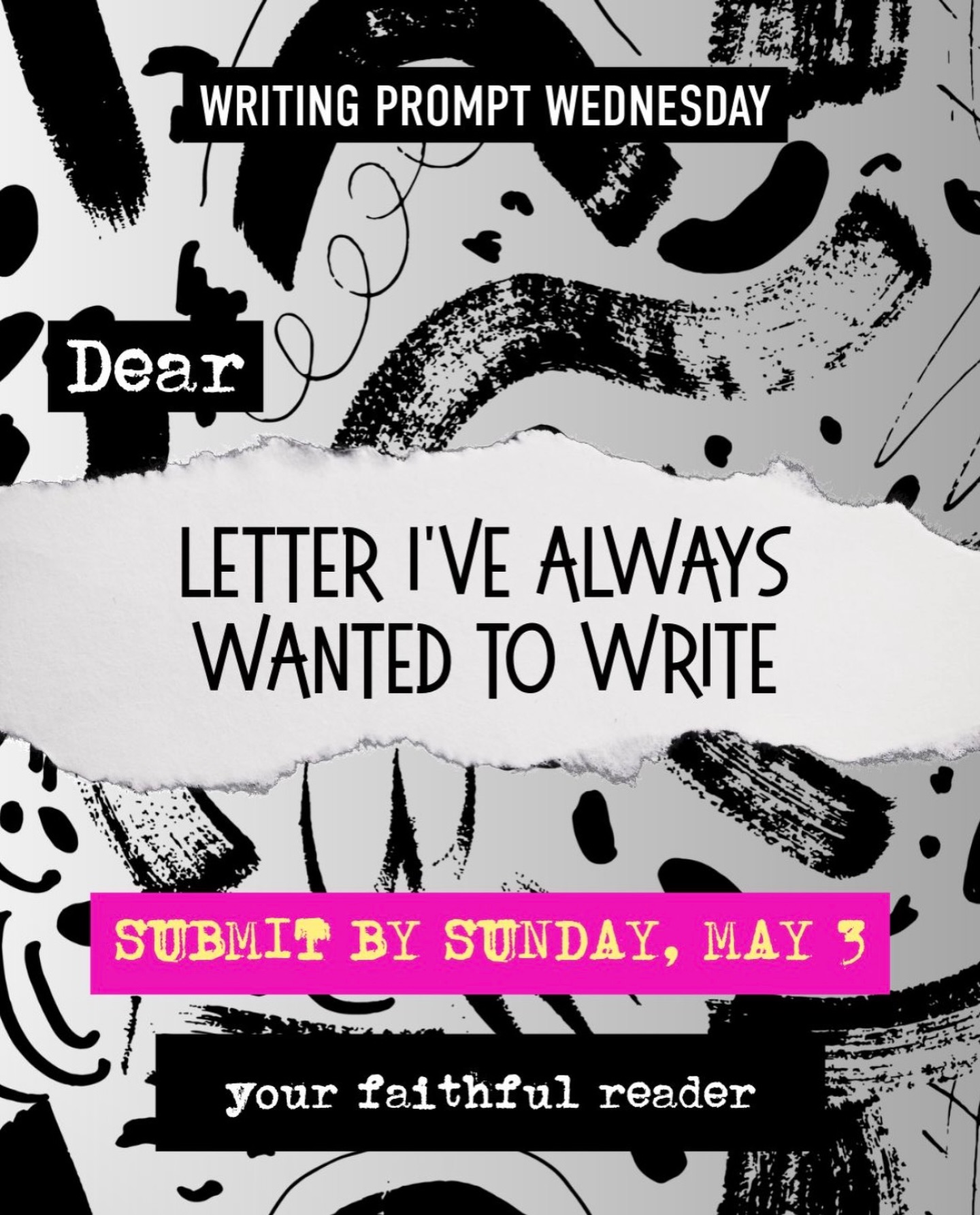 ✍️ Writing Prompt Wednesday 🎭
This week, we’re inviting you into something deeper…
“Dear…”
The letter you’ve been holding in your chest.
The words you never said.
The truth you’ve been circling.
Write it.
To a person.
To your past self.
To your future.
To love, grief, money, healing—anything.
No rules. Just honesty.
🗓 Deadline: Sunday, May 3✨
📩 Submit: info@yourfaithfulreader.com
Let it out. We’re listening 💌
#WritingPromptWednesday
#DearLetter
#WritersOfInstagram
#SpokenWordPoetry
#TellYourStory
