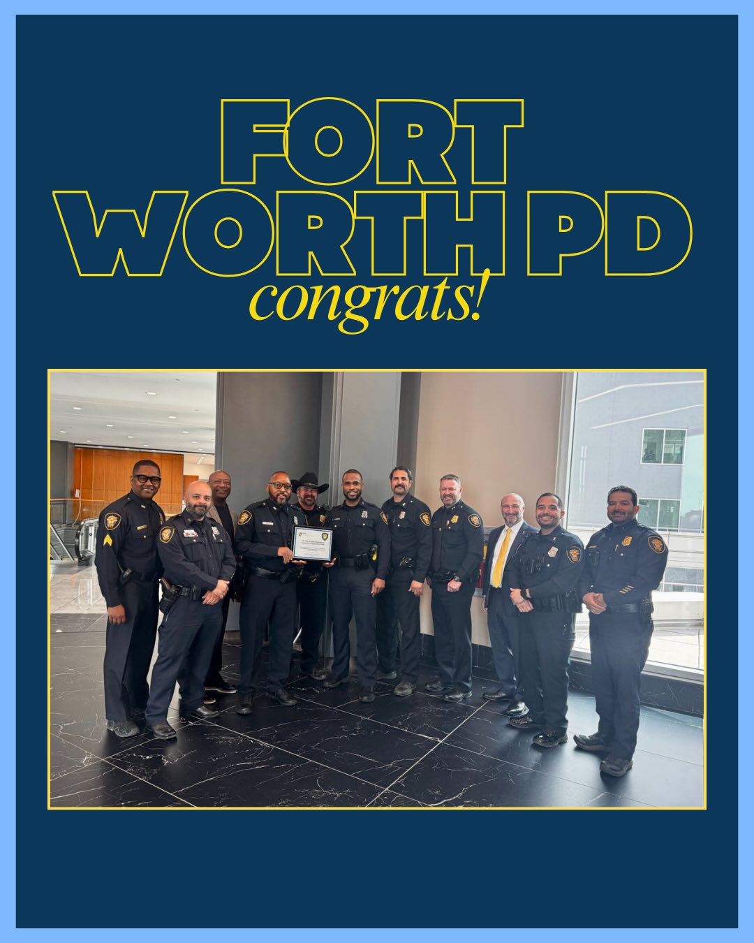 Fort Worth, we’re proud of you 👏
Last week we recognized the @fortworthpd community engagement unit (CEU) for its impact citywide. Under Chief Buck Wheeler’s leadership, we recognized the department’s dedication to building meaningful relationships with the communities it serves.
From Shop Talk conversations to mentorship and support at community events, FWPD leads with heart and courage to make positive impact across Fort Worth.