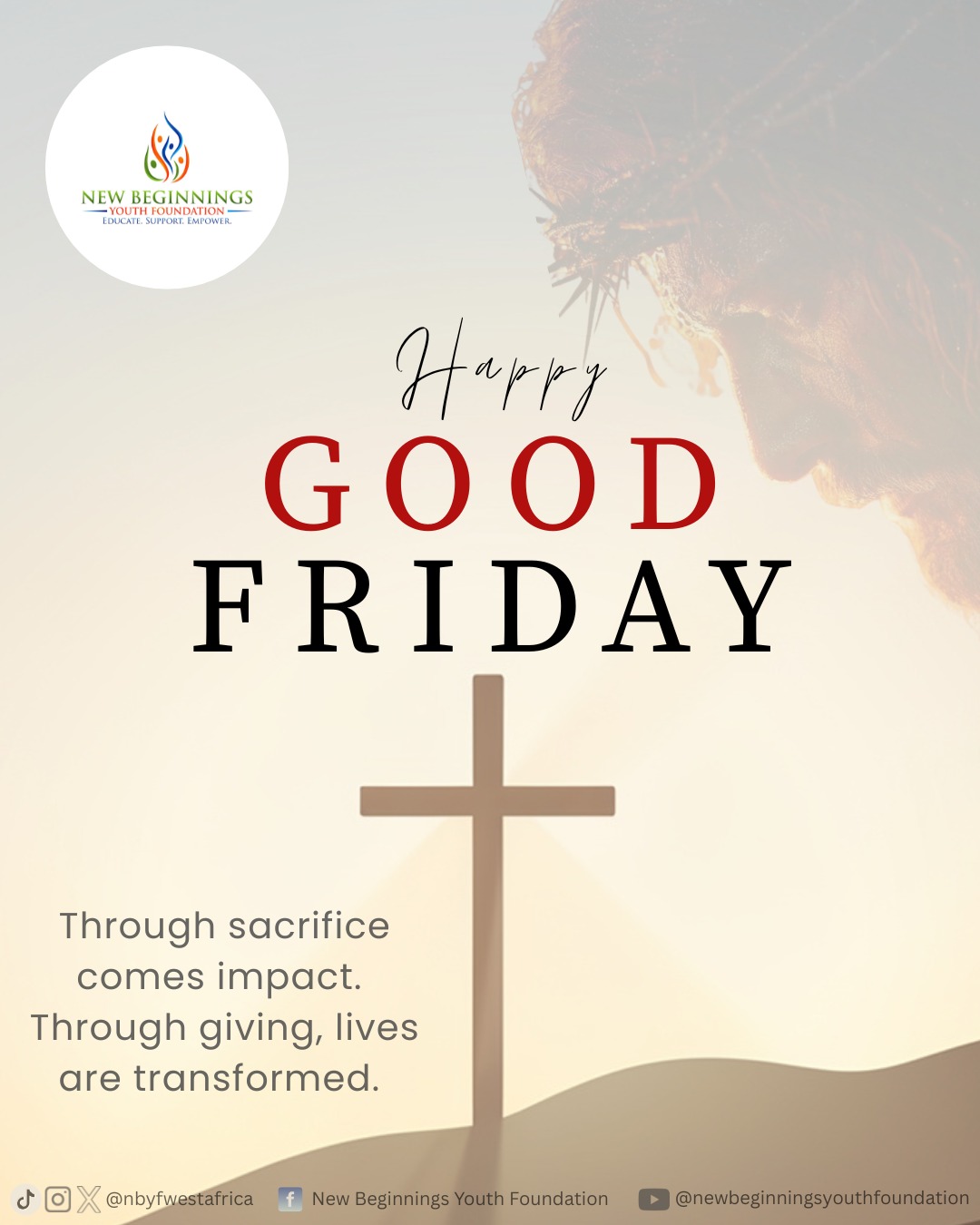 This Good Friday, we reflect on the sacrifice of Jesus Christ; a timeless example of selfless service and love.
May it inspire us to continue giving, serving, and transforming lives in our communities.
#goodfriday #sacrifice #giving #love #easterseason #communityimpact @oyostategovt @seyi_amakinde @alikodangotefoundation @sos_childrens_villages