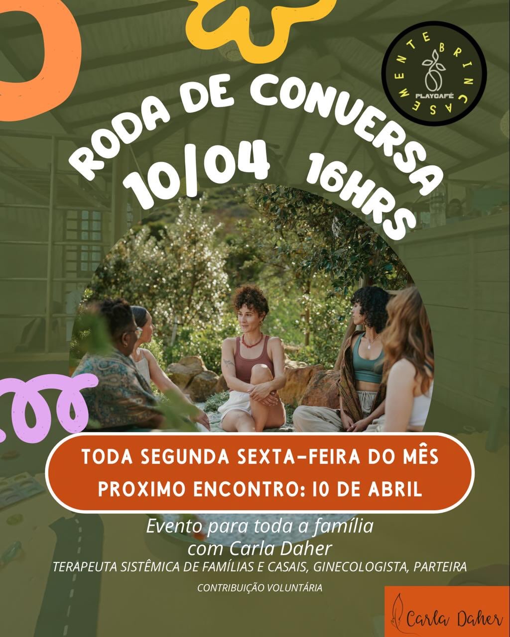 Roda de conversa familiar 🤍
Na sexta-feira, 10 de abril, às 16h, vamos nos reunir para mais um encontro de partilha e escuta sobre a vida em família.
Essa roda é para mães, pais e cuidadores que sentem vontade de trocar experiências, falar sobre os desafios do dia a dia, escutar outras vivências e se fortalecer no caminho de cuidar.
Carla Daher, terapeuta familiar e parteira, traz seu olhar sensível e sua experiência para sustentar essa conversa com mais profundidade e acolhimento.
Um espaço para respirar, se reconhecer no outro e lembrar que ninguém precisa atravessar tudo sozinho. ✨