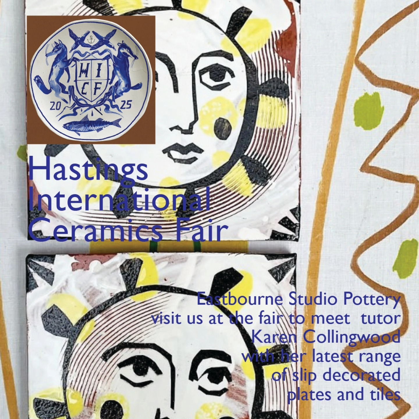 Artist Karen Collingwood aka @peggy_poppleton works with us at the studio supporting our bespoke classes for @inspiresussex and delivering workshops focusing on surface decoration
Karen's playful designs are inspired by her love of mid-century ceramics and her encyclopedic knowledge of museum collections
Using a combination of stencils and monoprinting with bold painterly application of slip, the plates, tiles, and objects are full of energy and joy!
See her latest collection of work at the fair this weekend open Saturday 9.30 to 5 and Sunday 10 to 4
@jamesmatthewthomascreative
@hastings_ob
@hastings_museum
#potterydesign
#potteryclasses
#potteryworkshops
#midcenturyceramics