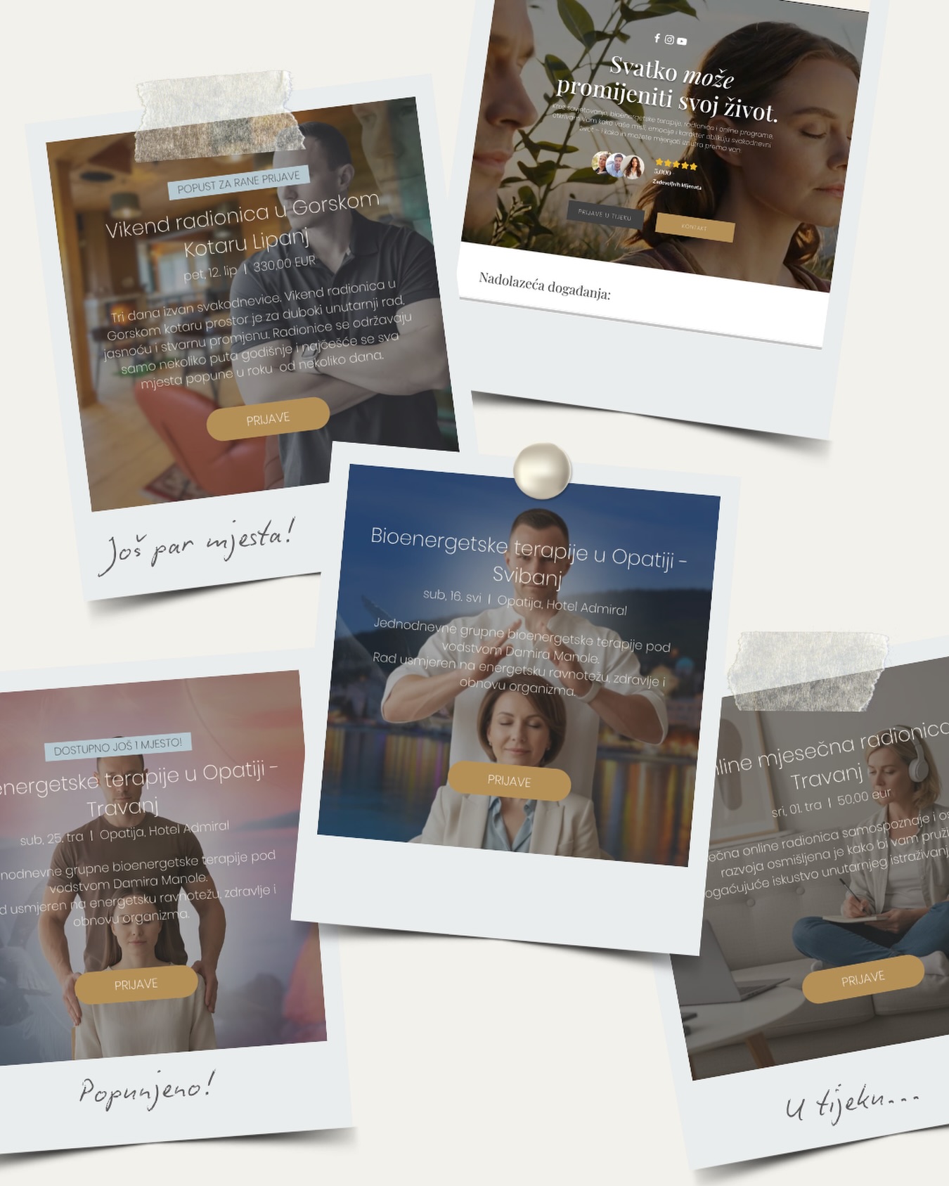 Proljeće je uvijek period u kojem se puno toga pokrene.
Iznutra i izvana.
Neki od vas osjećaju da im treba kontinuitet i struktura.
Neki traže jedan snažan susret koji će ih zaustaviti i vratiti sebi.
Neki već dugo znaju da trebaju stati, ali čekaju “pravi trenutak”.
Zato su naredni mjeseci ispunjeni različitim oblicima rada, kako bi svatko mogao pronaći prostor koji mu u ovom trenutku najviše odgovara.
U travnju je u tijeku mjesečna online radionica.
Travanj u Opatiji i bioenergetske terapije su već popunjene.
U svibnju se ponovno susrećemo na grupnim bioenergetskim terapijama u Opatiji.
U lipnju nas čeka vikend radionica u Gorskom kotaru, jedan od najdubljih formata rada koje tijekom godine otvaram.
Svatko osjeti kada je vrijeme.
Važno je da taj osjećaj ne ostane samo misao.
Sve informacije i prijave nalaze se na web stranici.
damirmanola.com
#osobnirazvoj #radnasebi #motivacija