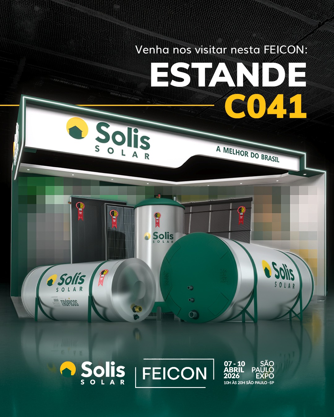 Começa amanhã! 🔥
Venha conhecer as inovações e lançamentos da Solis para a FEICON 2026!
O endereço você já sabe: Estande C041 no São Paulo Expo – SP. Contamos com a sua presença!🫵