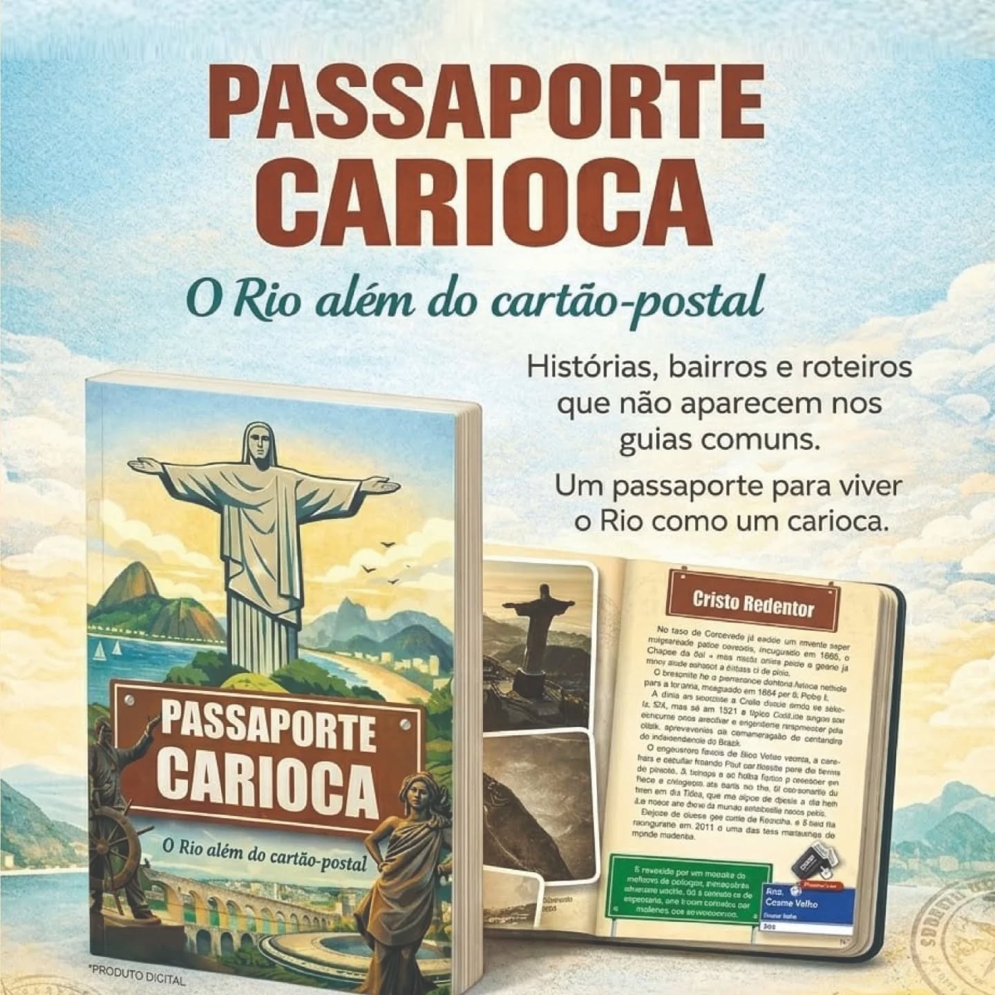 O Passaporte Carioca é um guia turístivo digital interativo, para quem quer explorar o Rio além dos cartões-postais.
São 52 páginas com mapas clicáveis, links diretos para atrações, dicas práticas, roteiros inteligentes e orientações para usar a cidade com mais facilidade.
Além dos endereços dos pontos turísticos, têm os links corretos para os sites oficiais da compra dos ingressos, dos quatro principais times do Rio, desfiles do Carnaval na Sapucaí, Cristo Redentor, Pão de Açúcar...
Tem também lista, com a localização no mapa, das principais trilhas e mirantes da cidade.
Ideal para turistas que querem economizar tempo, evitar perrengues e aproveitar o Rio de forma mais autêntica.
Use offline e clique quando precisar.
Link na bio
Qualquer dúvida, deixa nos comentários ou chama no Direct. 😉