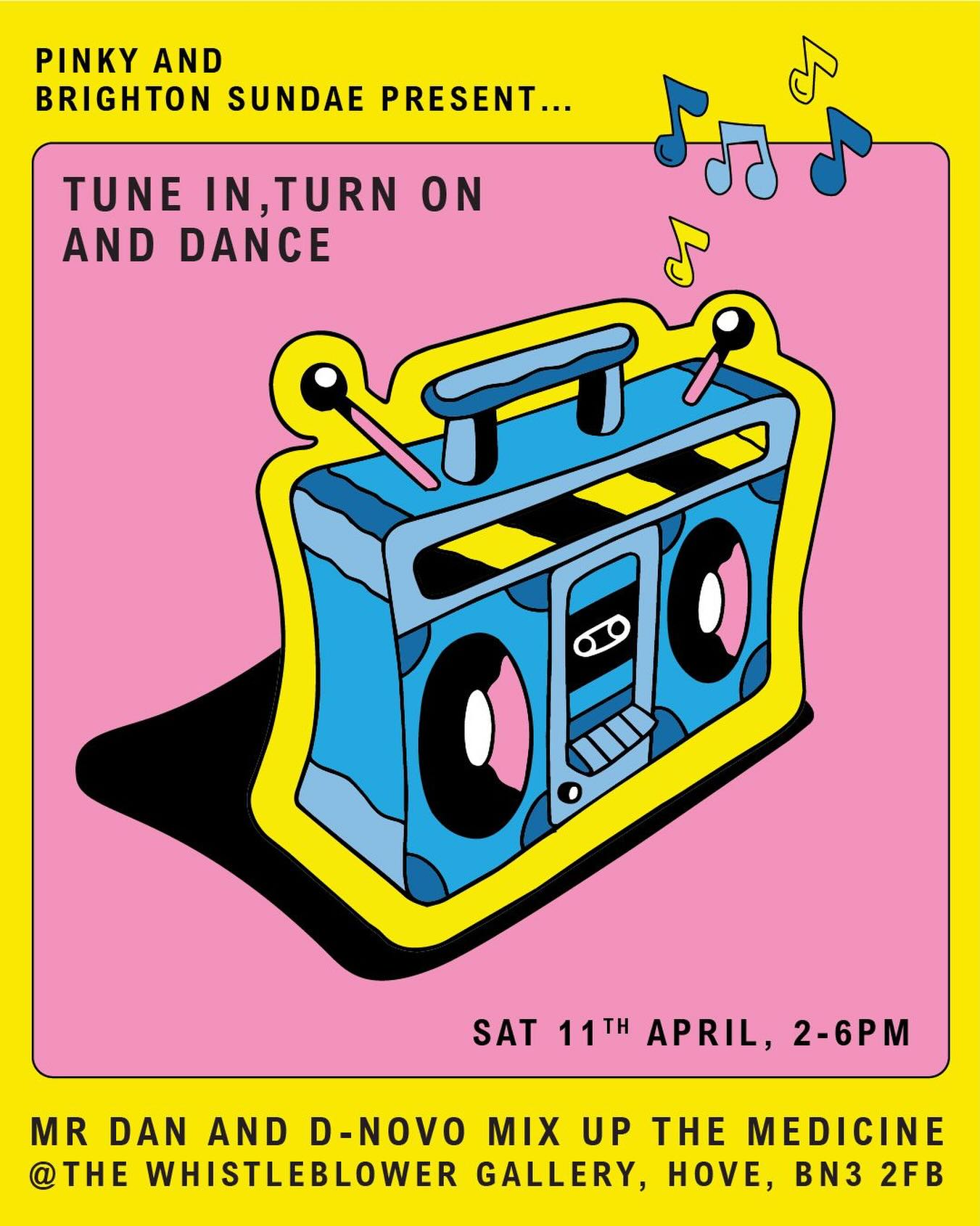 Join us this Saturday, the 11th of April for a free daytime dance party here @whistleblowergallery in Brighton.
The gallery will be turned into a dance floor so we can dance the day away. The gallery is being taken over by DJ’s from @brightonsundae who will be supplying us with tunes and vibes from 2-6pm. Bring a bottle and friend.
Like this post and comment “Disco” below to get a DM invite.
