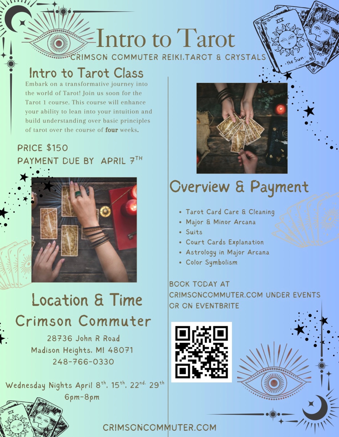 A few spots still remain starts this wednesday 4/8 book today at crimsoncommuter.com under events to save your spot!