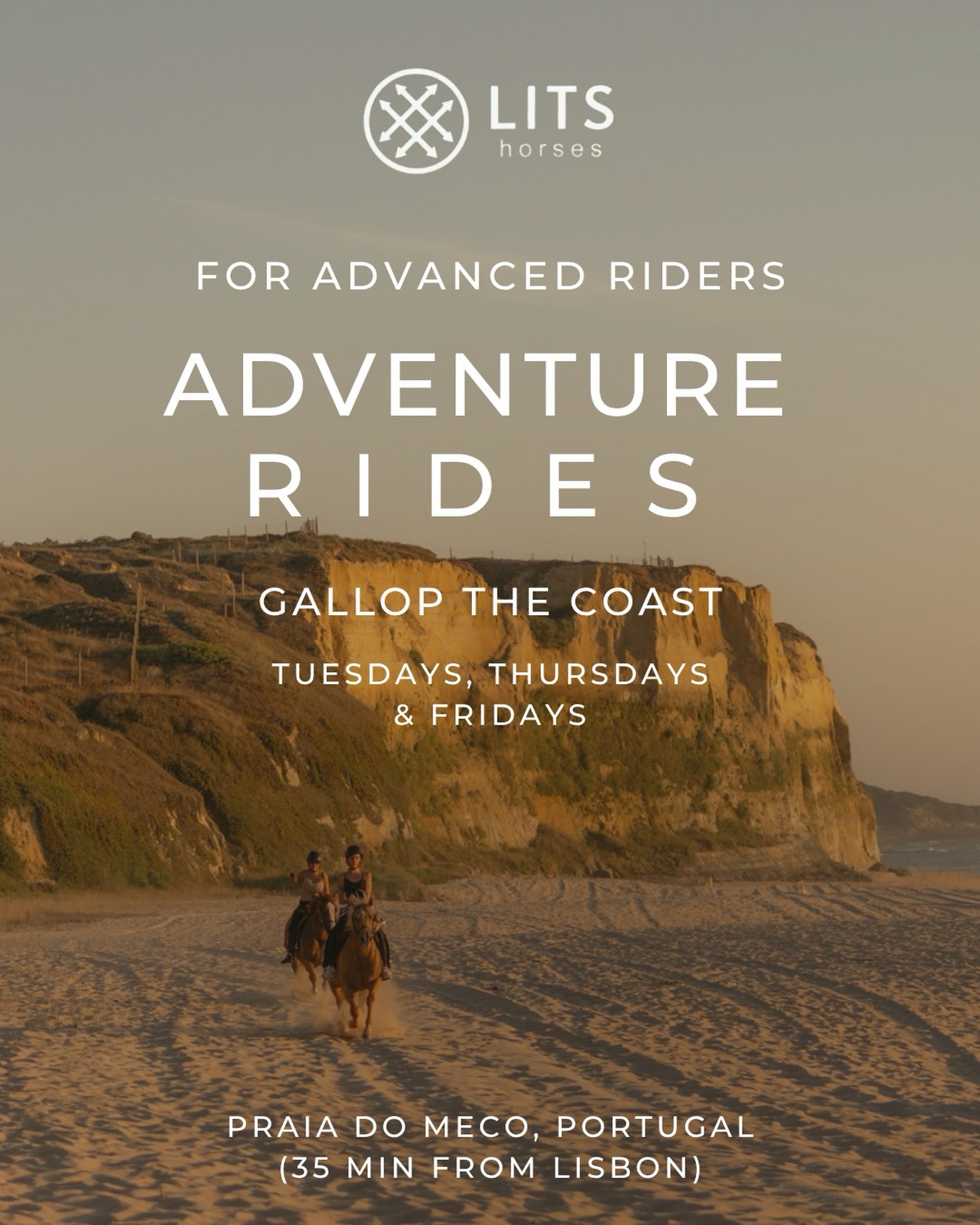 NEW: Adventure Rides for Advanced Riders 🐎✨
🇵🇹 Versão portuguesa nos comentários
Ready to go beyond the usual trails? 🤩
Our Adventure Rides are designed for confident riders who can safely gallop and are looking for a more immersive experience in the saddle. This extended route takes you through beautiful countryside paths with the possibility of reaching the beach when conditions allow.
Lose yourself in the horizon. This journey is designed for the dedicated rider seeking a rhythmic, soul-deep bond with their horse and the wilderness.
⚡ Only for intermediate to advanced riders due to more demanding pace and terrain.
📅 Group rides:
• Tuesday & Thursday afternoons
• Friday at sunset
⏳ Duration & Price:
• 2 hours – €140
• 3 hours – €200
🌐 Bookings & details: litshorses.com