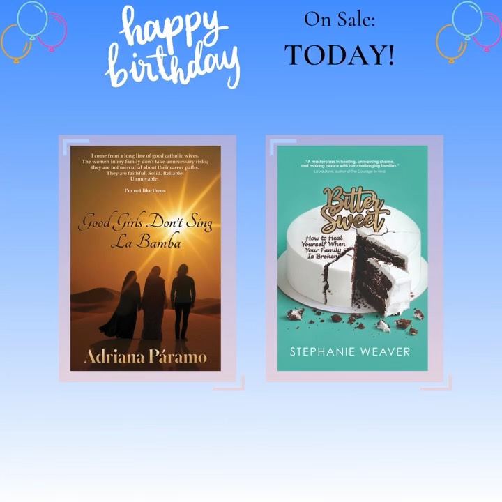 🥳 Happy Book Birthday! 🥳
We have TWO fabulous books out today!
GOOD GIRLS DON'T SING LA BAMBA by @adrianaparamowriter: "And there I was, eating alone in the most expensive restaurant in the wealthiest country in the world, thinking about the demise of my marriage. What's money good for?" Adriana Páramo muses in Good Girls Don't Sing La Bamba. Through evocative letters to her mother, the author chronicles accounts of her failing marriage, an extra-marital affair, and her humiliating downfall, all set against the backdrop of a wealthy kingdom torn between Muslim traditions and Westernization. Her chaotic personal life in Kuwait ran parallel to her life as an anthropologist, teacher, and activist. Páramo's unique blend of ethnography, memoir, research, quest, epistolary, and poetry creates a new language to describe a sustained exploration of women's lives in Kuwait and the uncanny ways in which we find love.
BITTER, SWEET: HOW TO HEAL YOURSELF WHEN YOUR FAMILY IS BROKEN by @sweavermph: Stephanie didn't understand why her relationship with her church deacon father was so difficult. Until she did. At age 30, memories of her childhood sexual abuse came roaring back, threatening to destroy her life and her family. Confronting her parents didn't help―they denied everything. She took the only path open: going no contact for more than a decade. In the process, she found her voice, began a deep process of healing, and eventually the desire to reconnect. Bitter, Sweet is for anyone who believes their family is too broken to heal but desperately wants to know that they're not alone.
Available via link in bio. 📚
#WoodhallPress #PublicationDay #pubday #bookbirthday #newreleases #springreleases #springreads #mustreads #newbooks #nonfiction #memoir #ethnography #research #quest #epistolary #poetry #culture #Kuwait #womenslives #letters #letterstomom #womensstories #bittersweet #selfhelp #memoir #selfhelpbooks #sexualabuse #sexualabusesurvivor