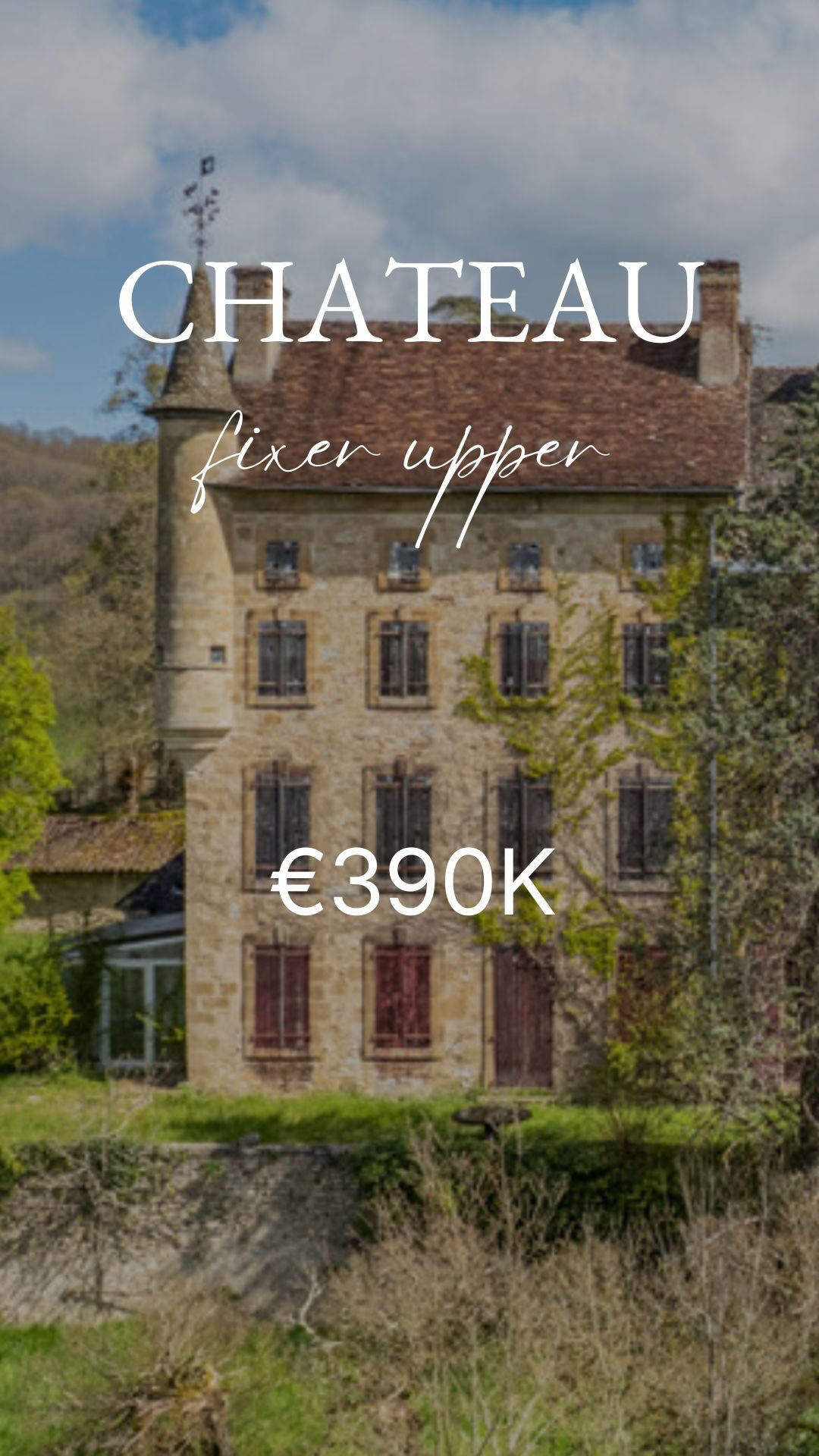 From ME to YOU….
It feels like two stories meeting. As if it’s been shaped and reshaped over time, depending on who lived here. I always find myself wondering what they saw… and how differently I might see it now.
Some of what you’re seeing here is just how I imagine it, the light coming back, the rooms softening, the outside gently being used again. Nothing dramatic. Just care, time, and a bit of hard graft and it feels lived in again.
ABOUT THE MANOR
A 17th-century château just outside Saint-Céré in the Lot, set in an elevated position with wide countryside views. Around 600 sqm with 20 rooms, surrounded by nearly 2 hectares and a collection of outbuildings — stables, barns, staff quarters, and an orangery — arranged around a central courtyard.
Not listed, offering real freedom to restore. A full renovation, but an incredibly honest one. Five minutes from town, yet completely its own world.
PRICE €390k
LOCATION
South West France
MORE INFO
1. Please ensure you are following the account
2. Comment Reno below
3. I will then DM the agents link
The CREDITS
All credits go to the agent. We are passionate about French property, sharing dream French properties for sale in France. We take no responsibility for any inaccuracies. All details are derived from the agent’s details to the best of our knowledge. Any enquiries are directed to the agent’s website.
#fixerupperfrance
#frenchchateau
#renovationproject
#periodproperty
#chateaurenovation